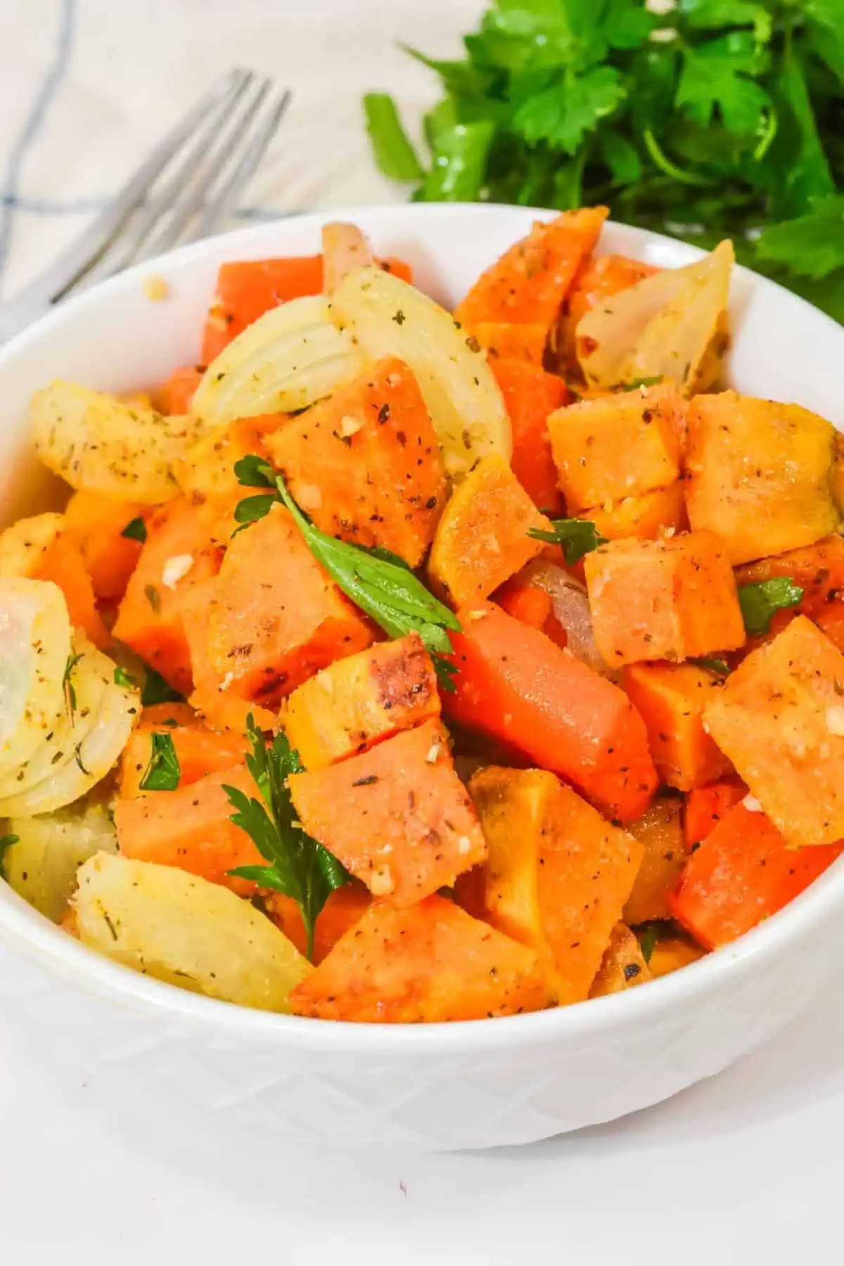 Roasted Sweet Potatoes and Carrots