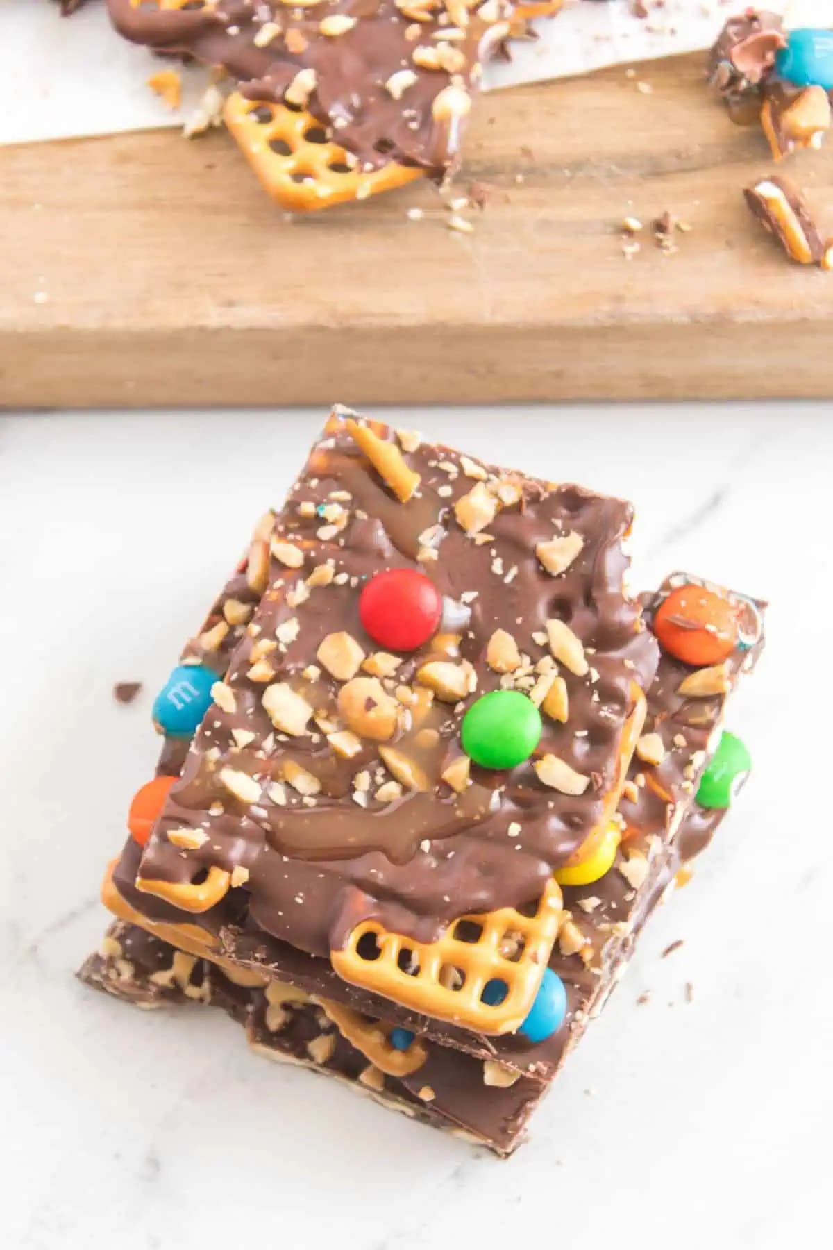Chocolate Caramel Pretzel Bark