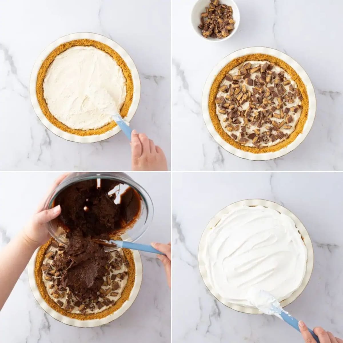 No Bake Chocolate and Peanut Butter Pie