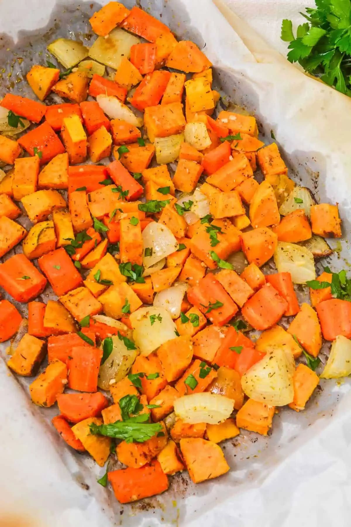 Roasted Sweet Potatoes and Carrots