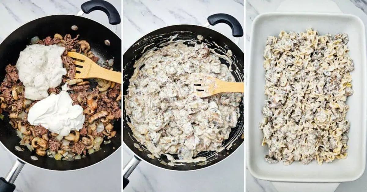 Easy Ground Beef Stroganoff Casserole