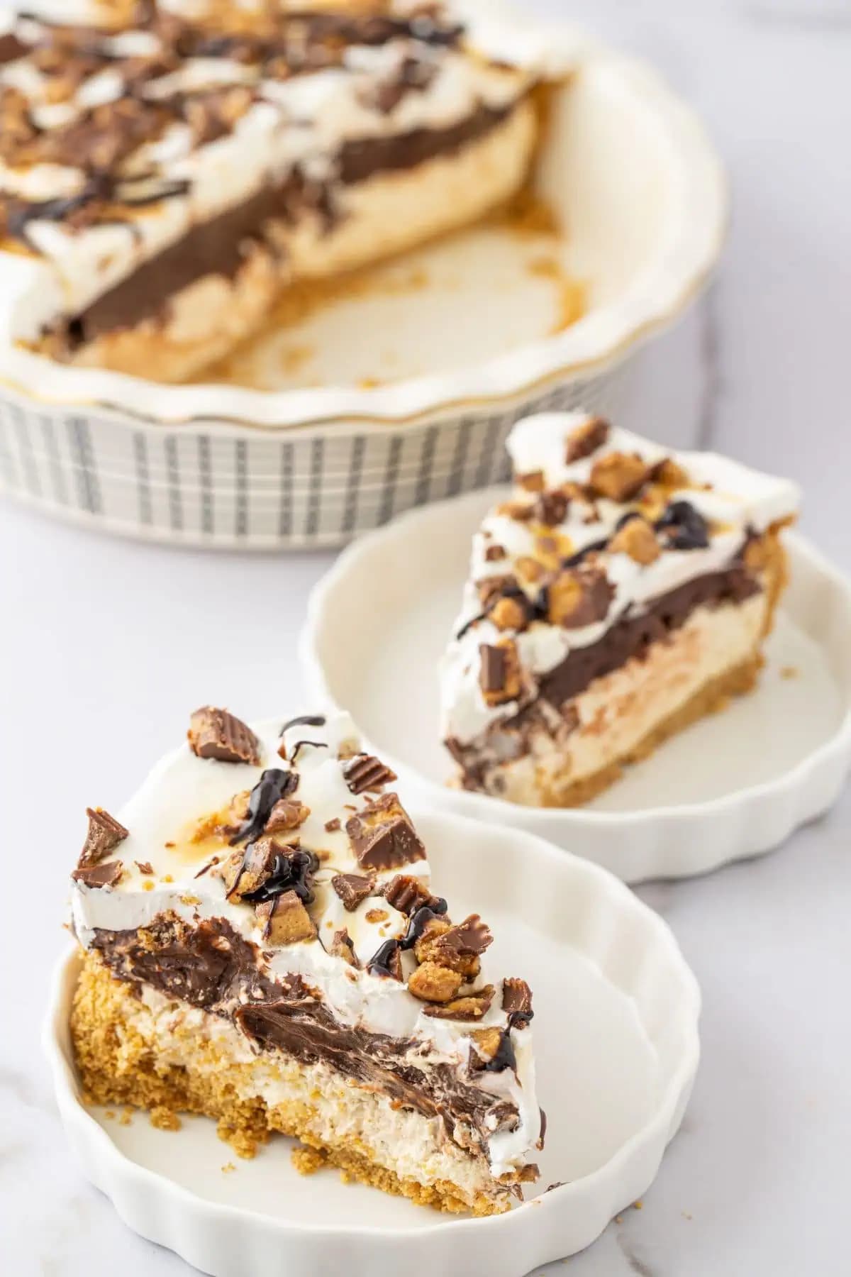 No Bake Chocolate and Peanut Butter Pie