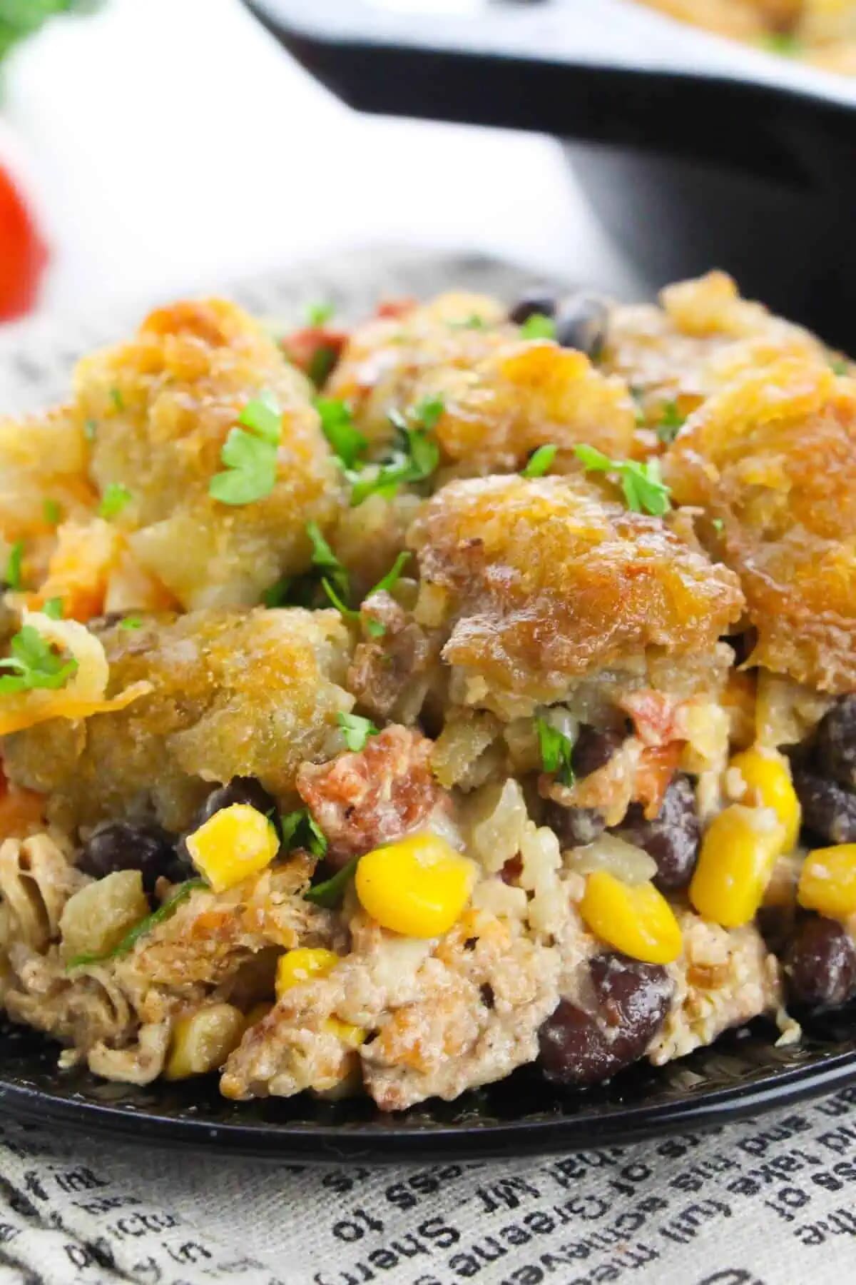 Mexican Chicken Tater Tot Casserole
