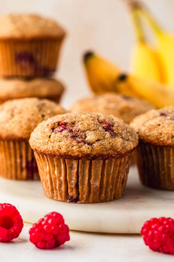 Easy Small Batch Raspberry Banana Muffins cover