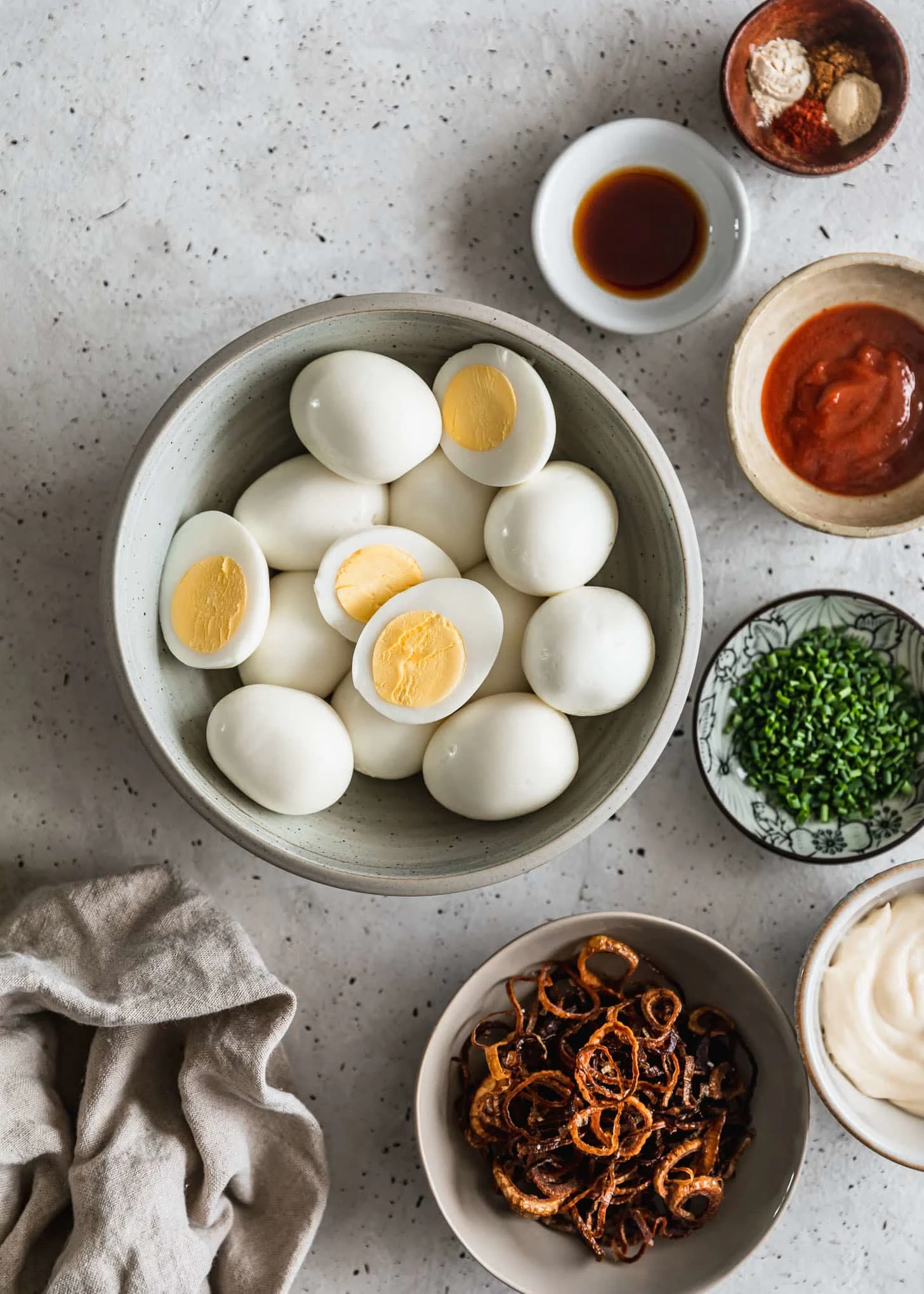 Spicy Deviled Eggs With Crispy Shallots