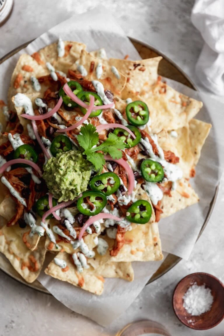 BBQ Chicken Nachos With Cilantro-Lime Crema