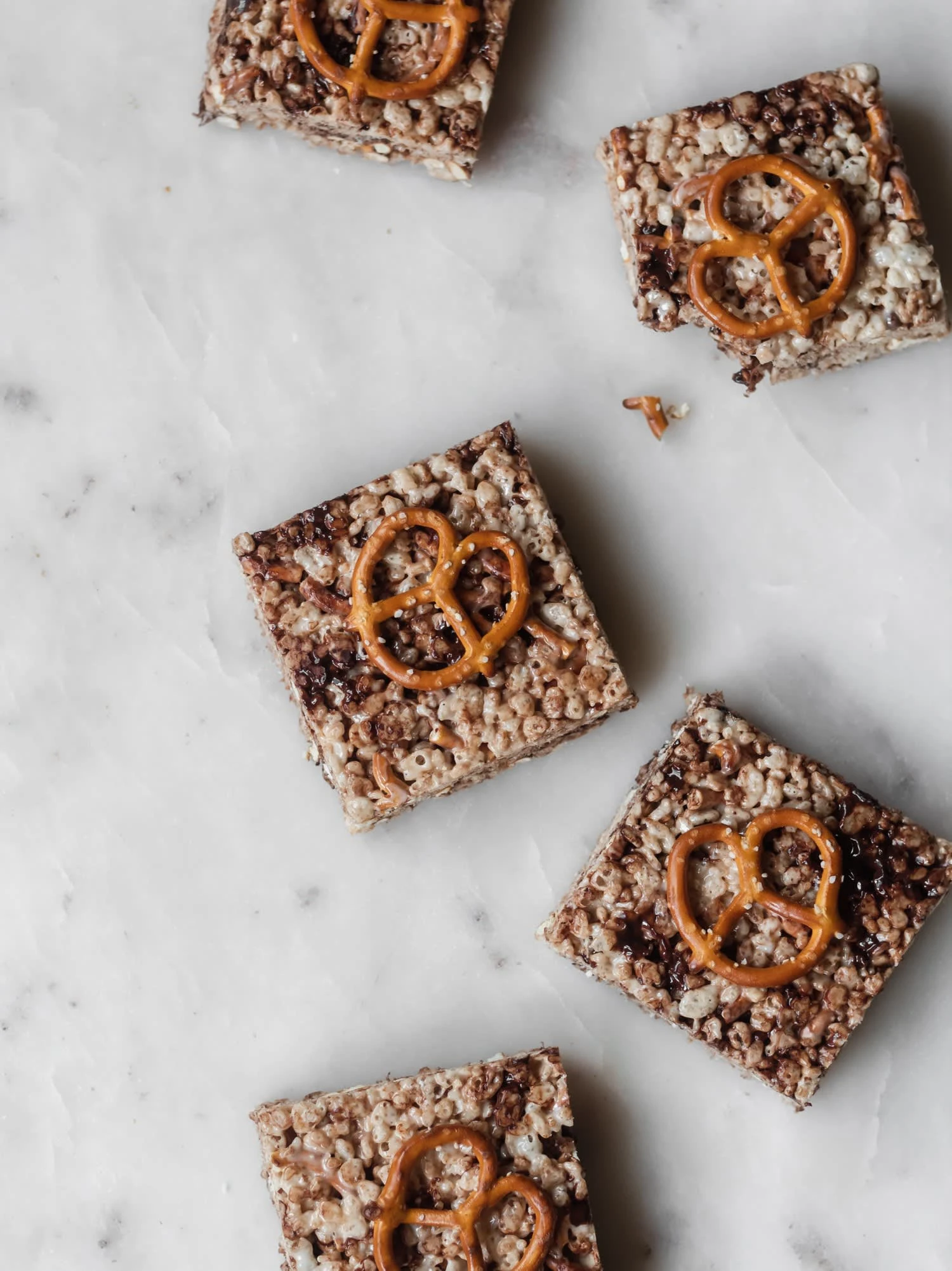 Brown Butter Rice Krispie Treats With Dark Chocolate & Pretzels