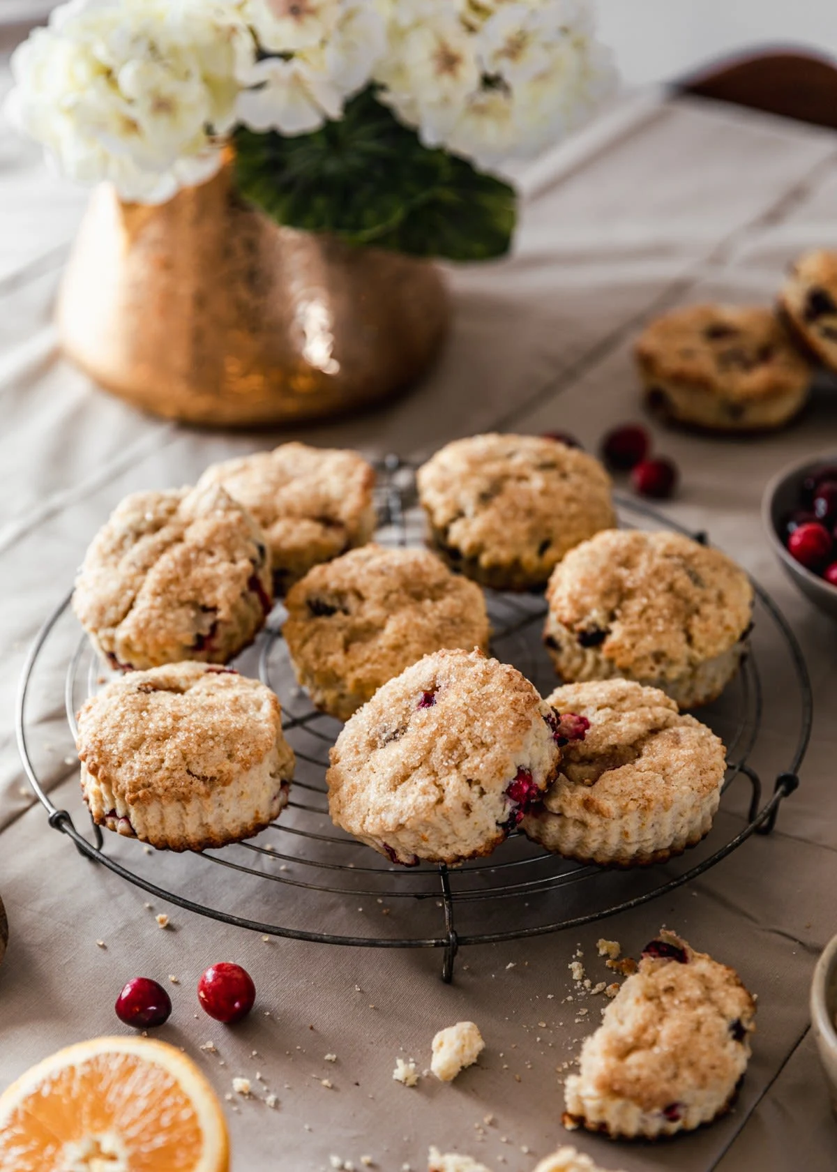 Cranberry Orange Scones With Candied Ginger