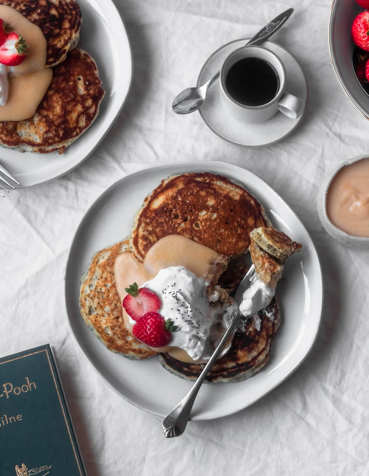 Poppy Seed Pancakes + Blood Orange Curd