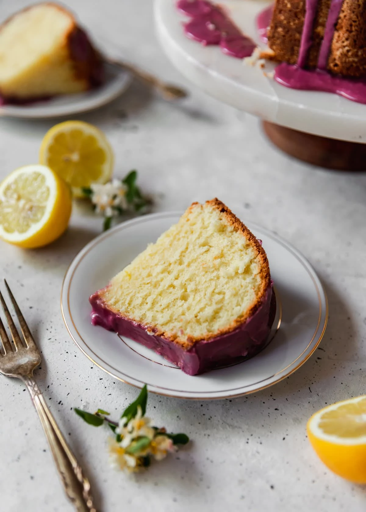 Sour Cream Lemon Pound Cake With Blackberry Glaze