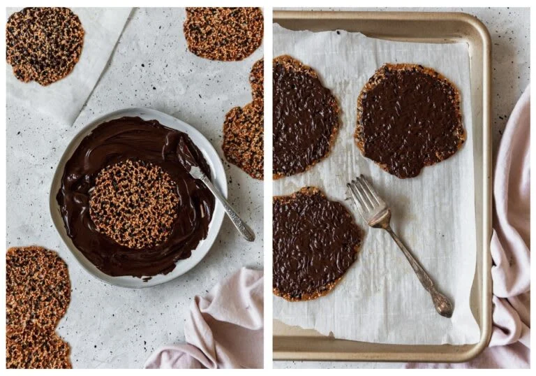 Sesame Lace Cookies With Dark Chocolate
