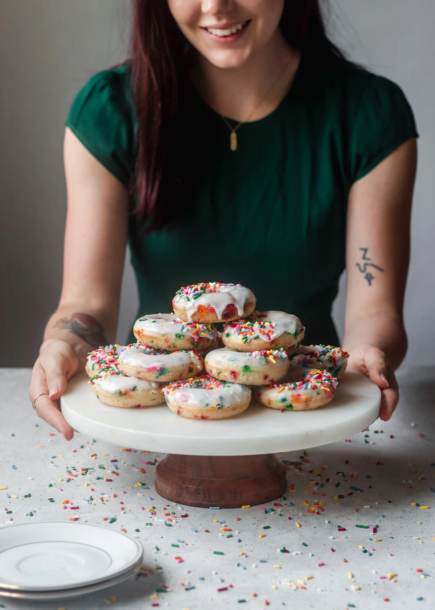 Birthday Cake Donuts With Vanilla Glaze