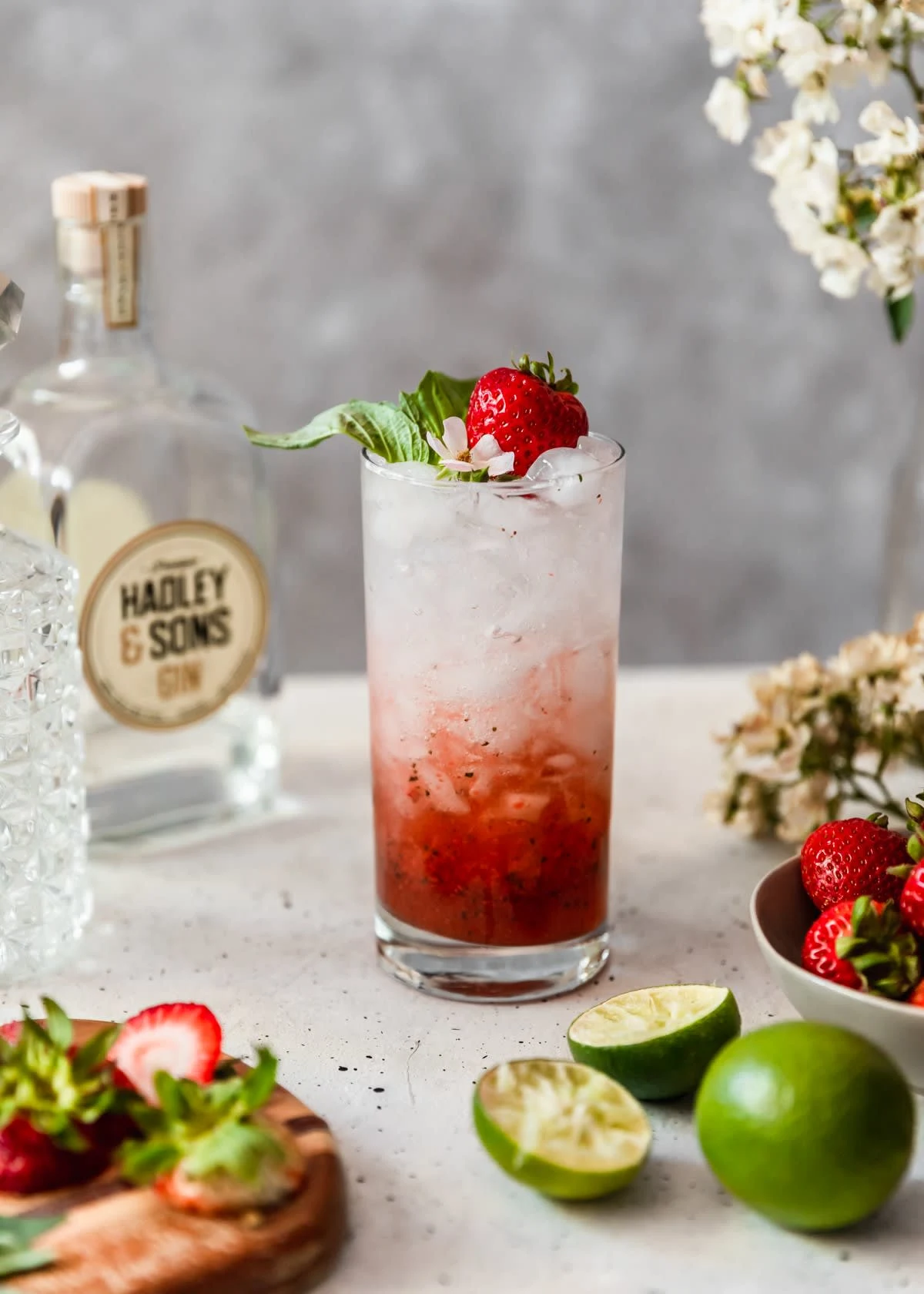 Strawberry Gin Smash With Basil & Elderflower