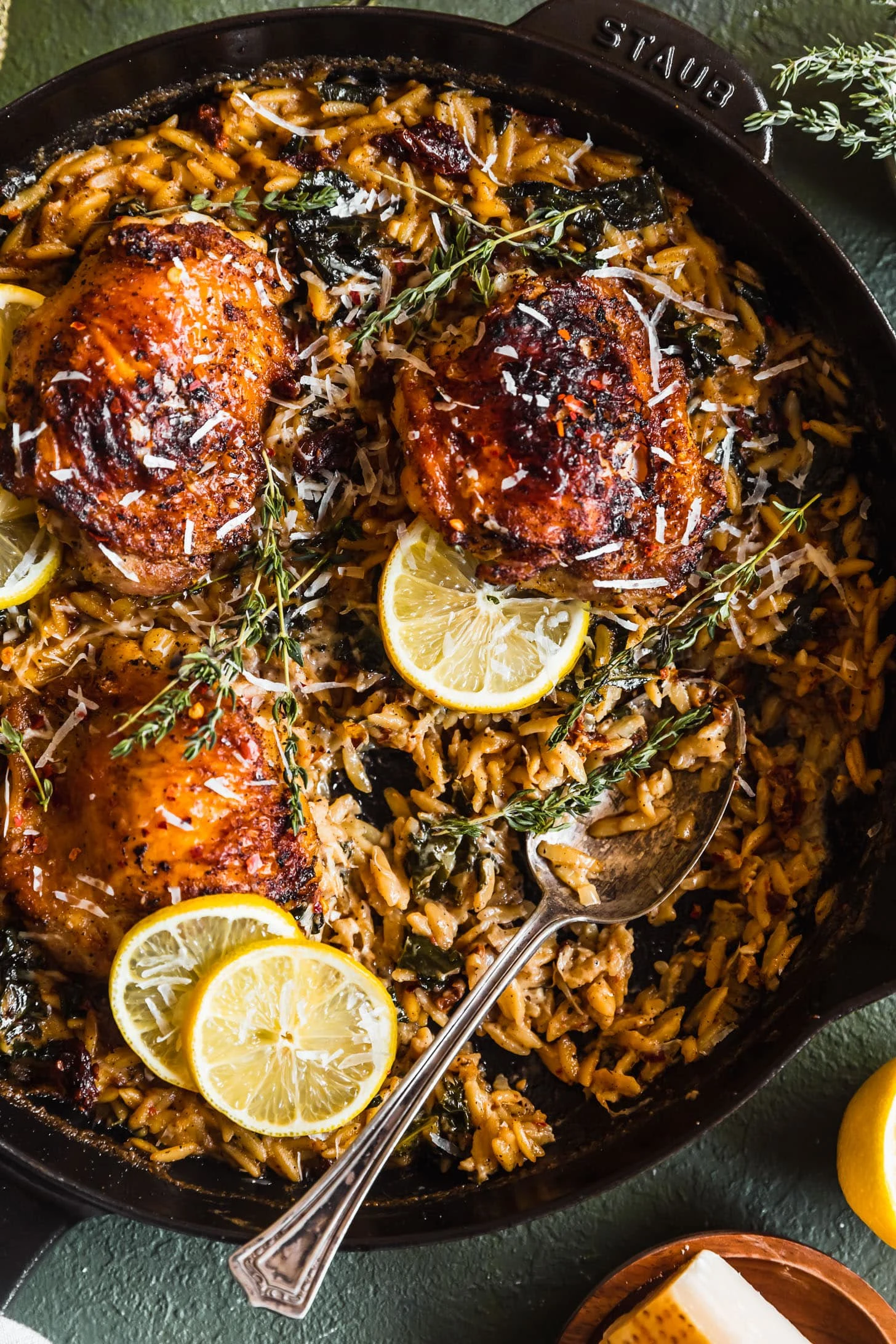 Creamy Tuscan Chicken And Orzo Skillet