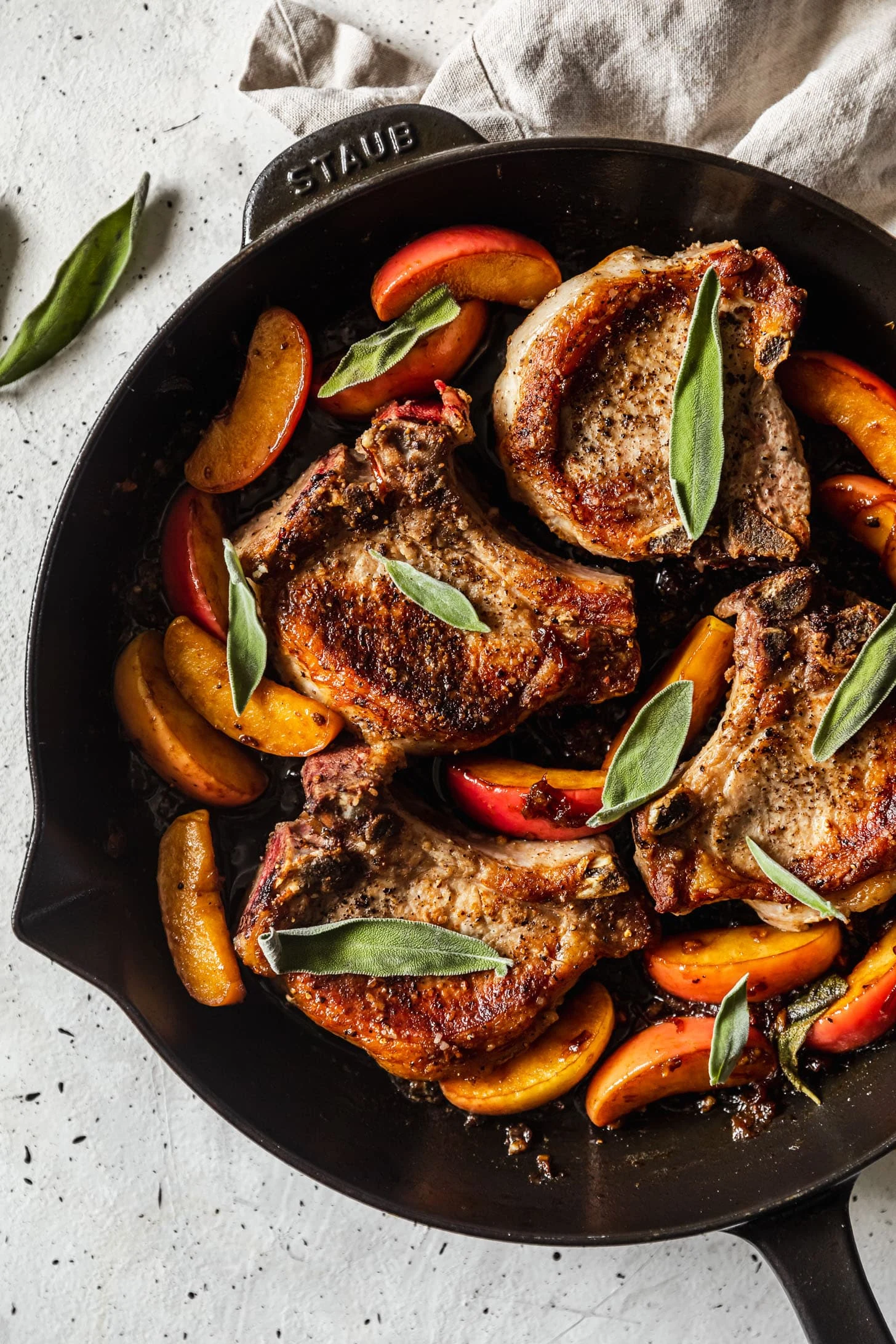 Apple Pork Chops With Bourbon & Sage