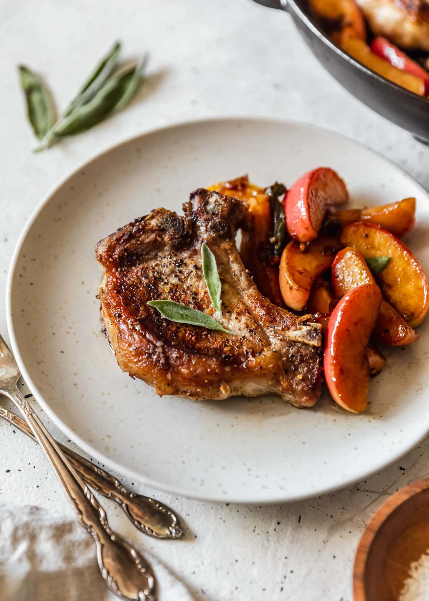 Apple Pork Chops With Bourbon & Sage