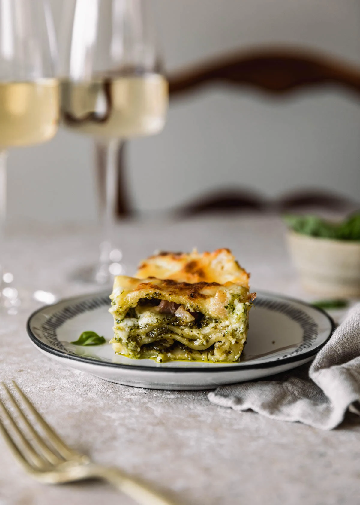 White Lasagna With Pesto & Pancetta