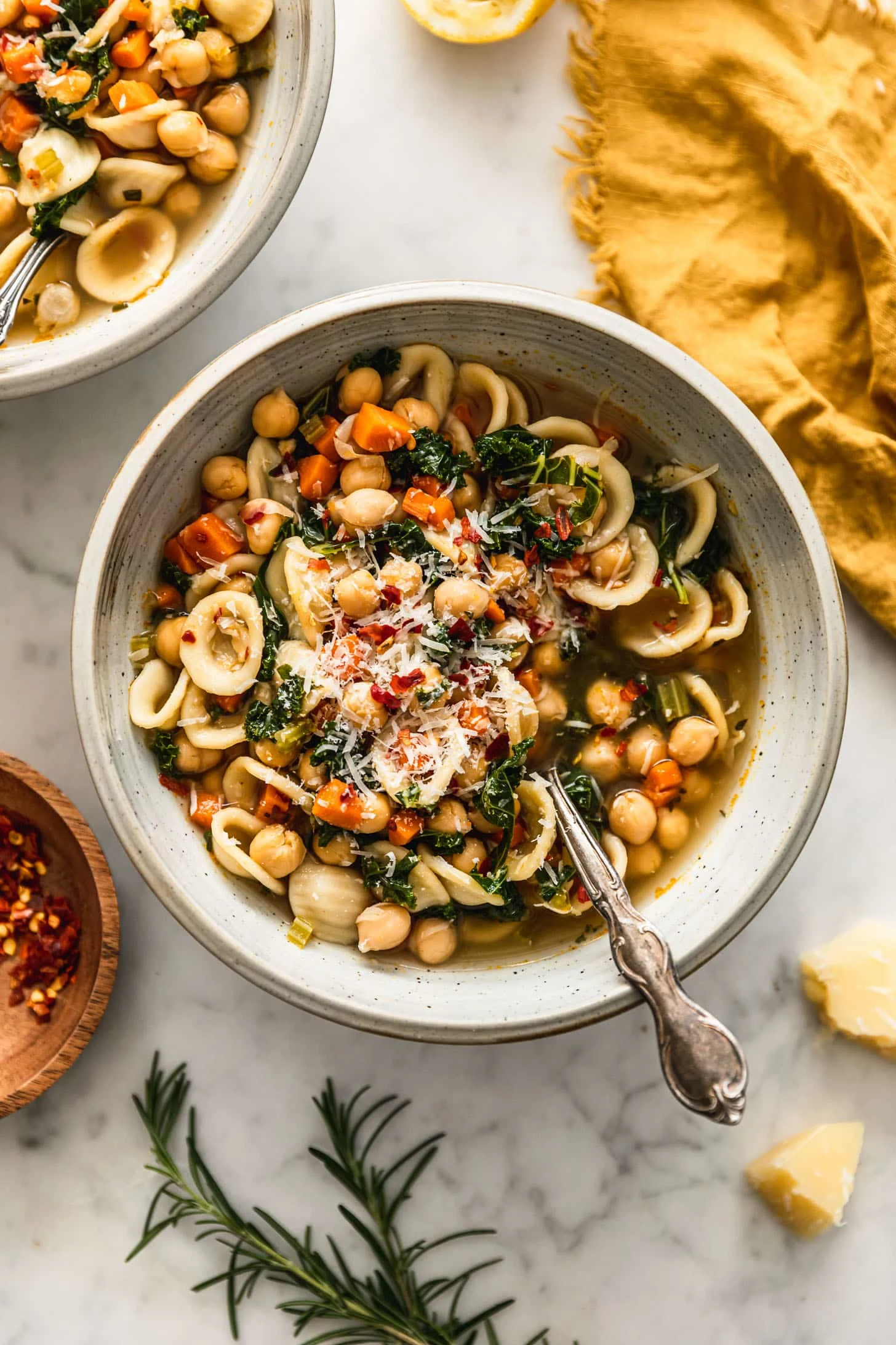 Lemony Chickpea Soup With Parmesan & Pasta