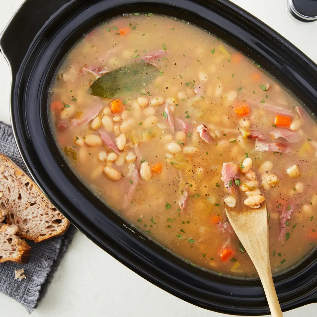 Slow Cooker Smoky Ham and White Bean Soup