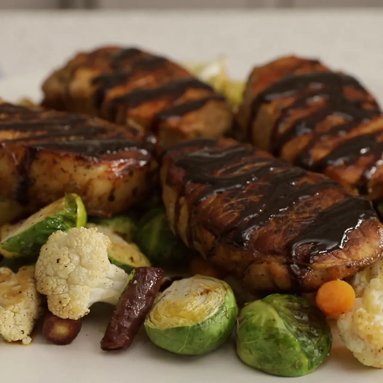 Sheet Pan Honey Balsamic Pork Chops and Vegetables