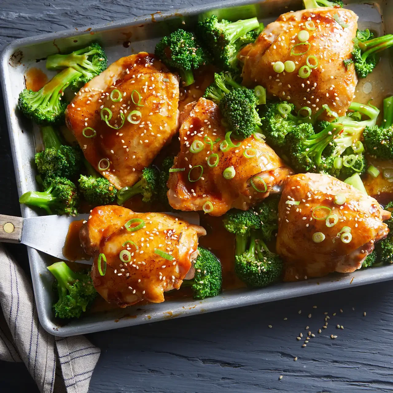 Sheet Pan Teriyaki Sesame Chicken and Broccoli