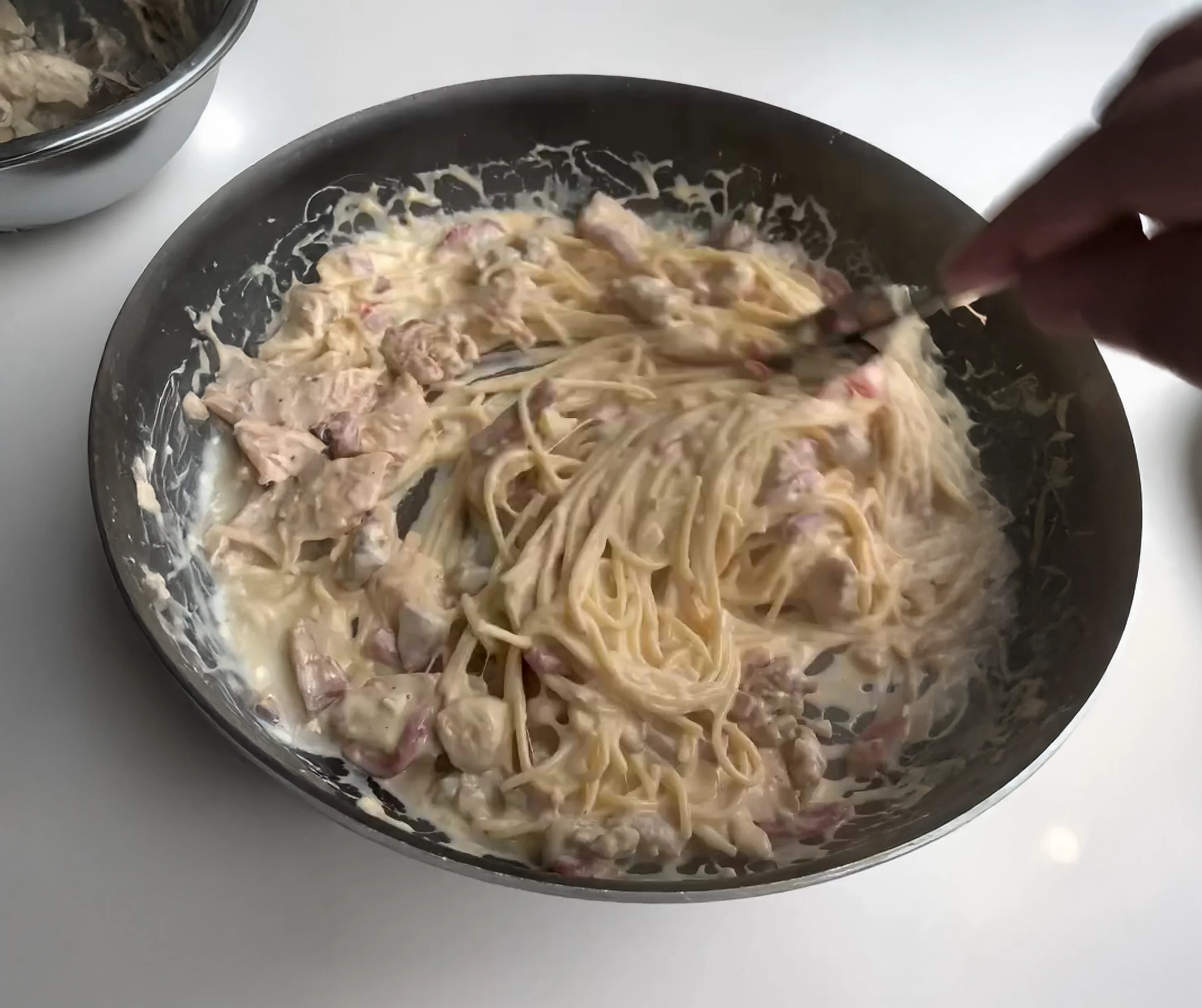Crazy Alfredo Pasta with Chicken, Soppressata & Italian Sausage