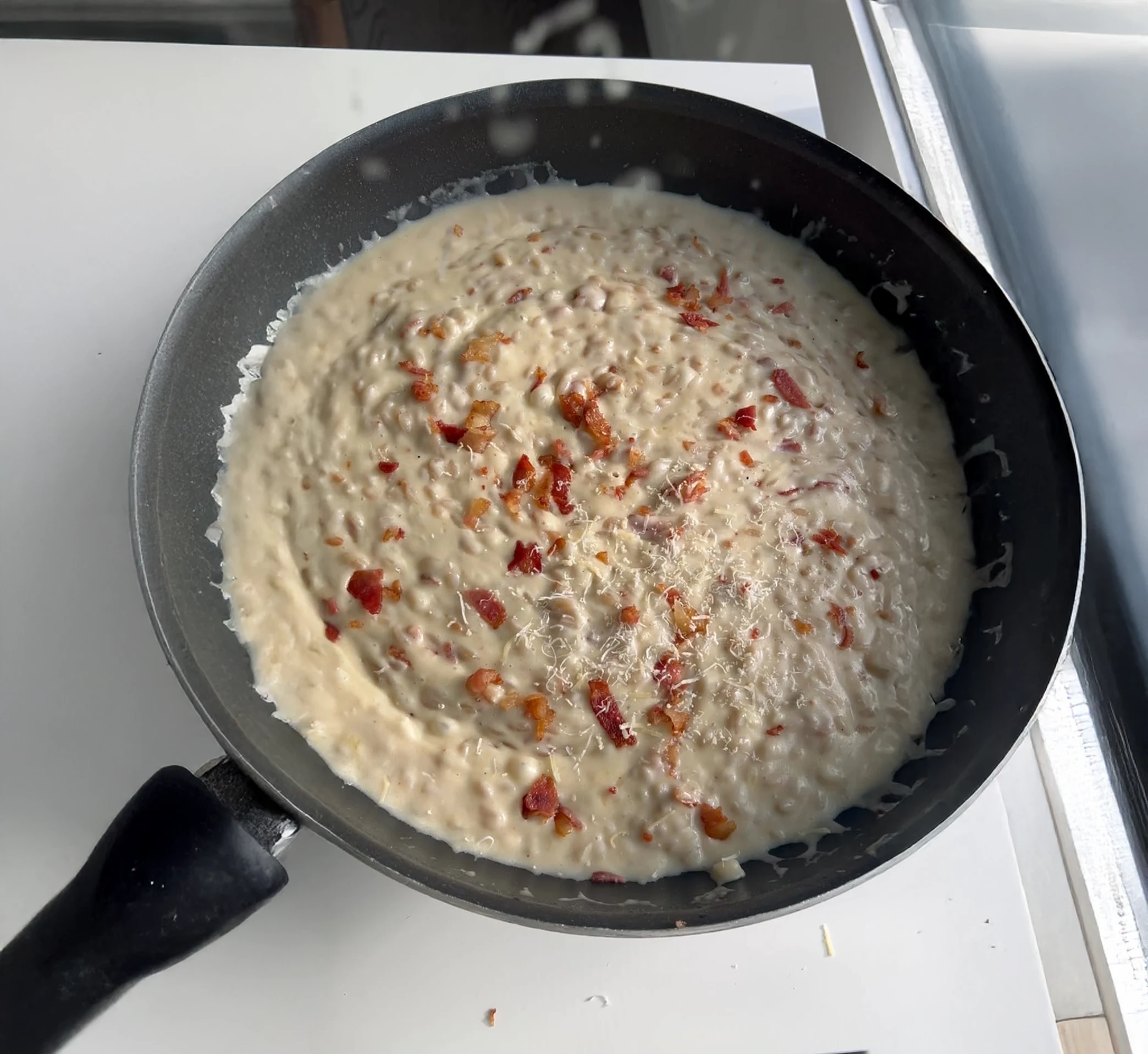 Cheesy Orzo with Bacon