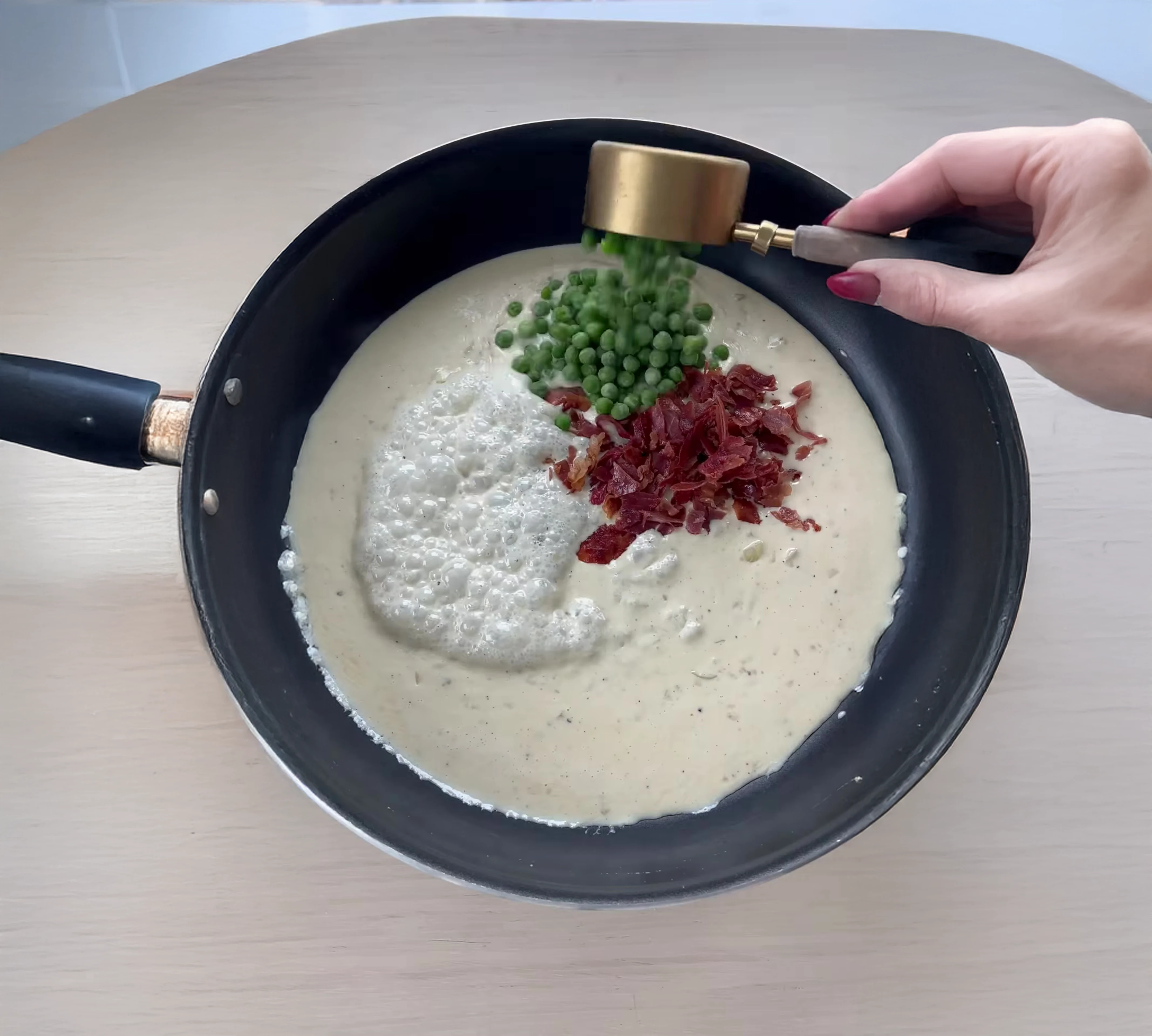 Creamy Gemelli Pasta with Peas & Prosciutto