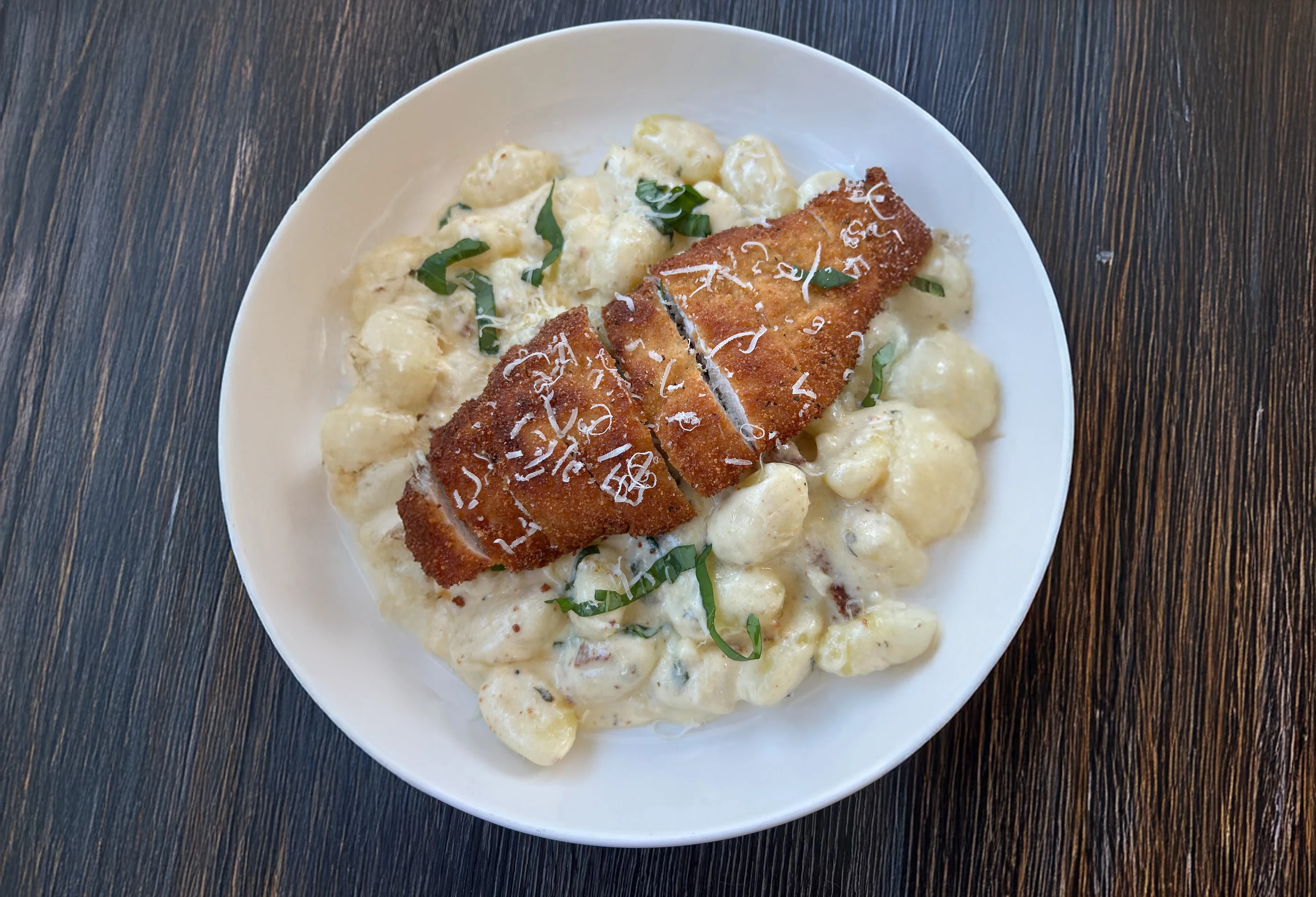 Creamy Lemon Ricotta Gnocchi with Crispy Chicken Cutlet