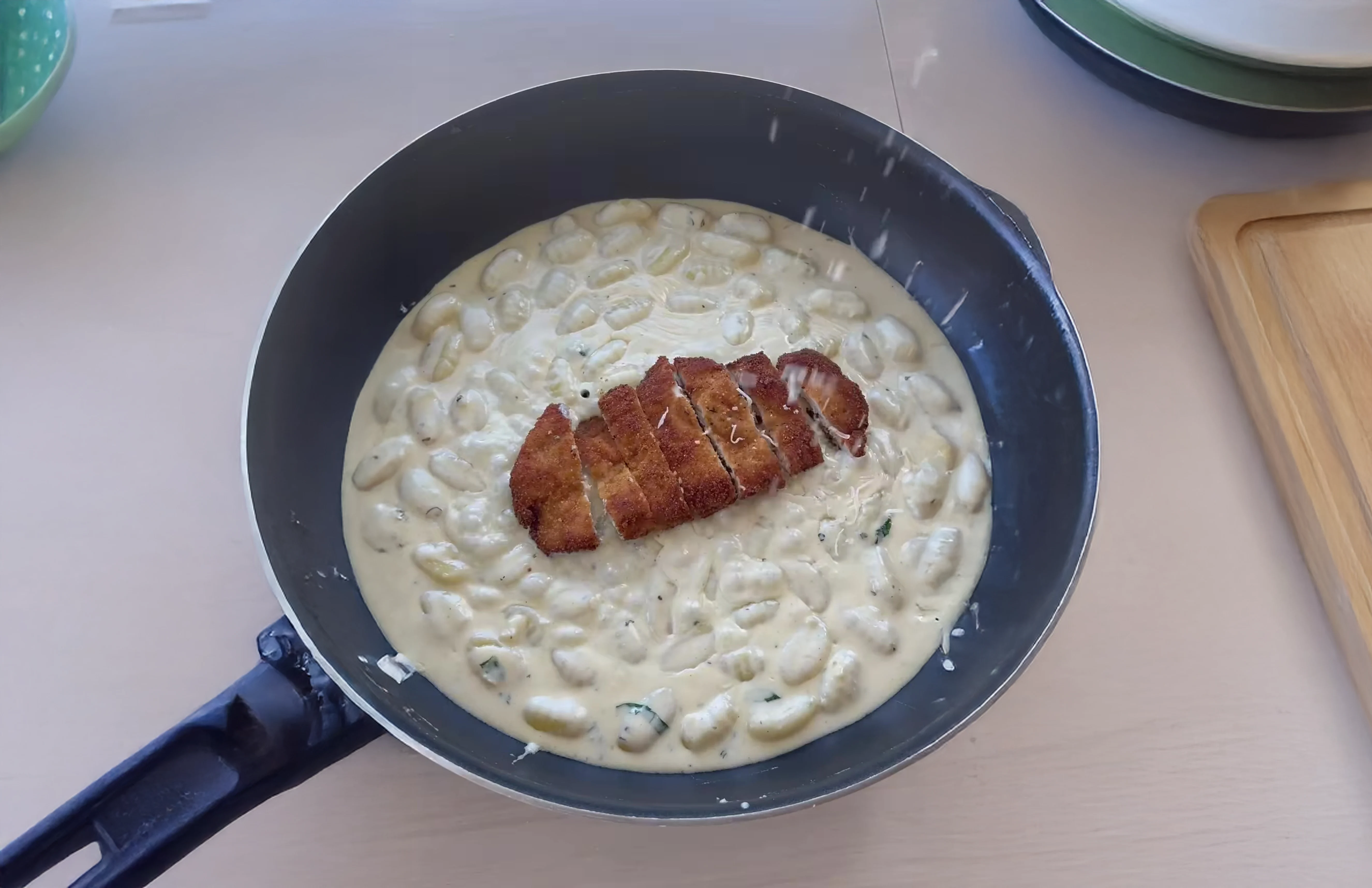 Creamy Lemon Ricotta Gnocchi with Crispy Chicken Cutlet