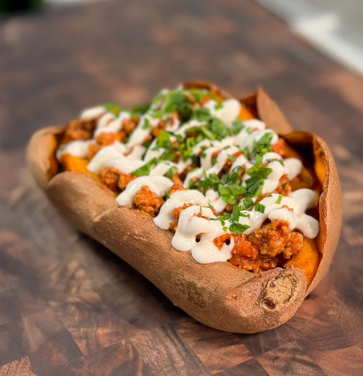 High-Protein Turkey Stuffed Sweet Potatoes