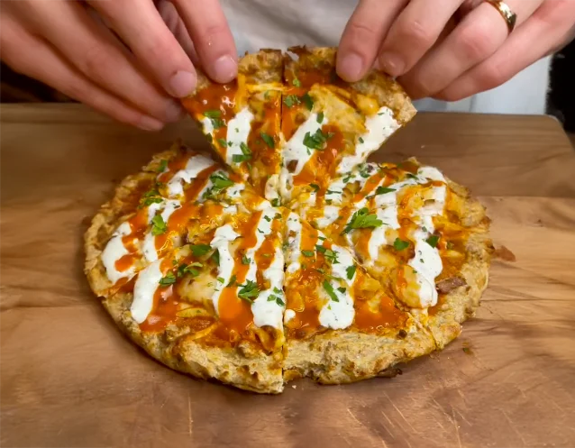 High Protein Chicken Buffalo Pizza