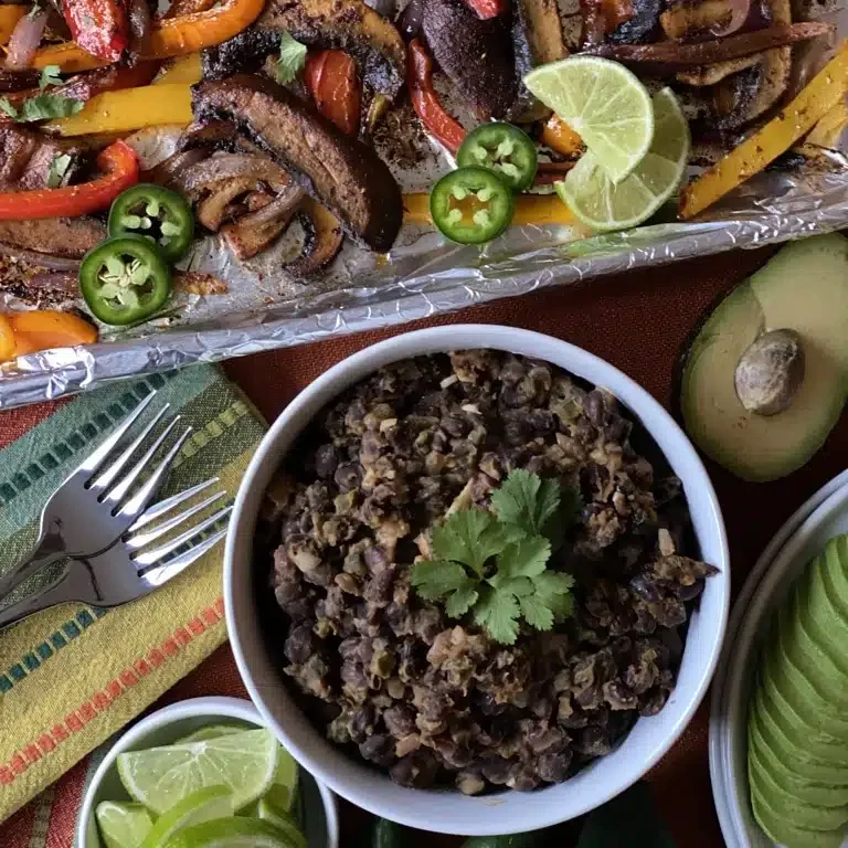 Portobello Mushroom Fajitas with Spiced Black Beans