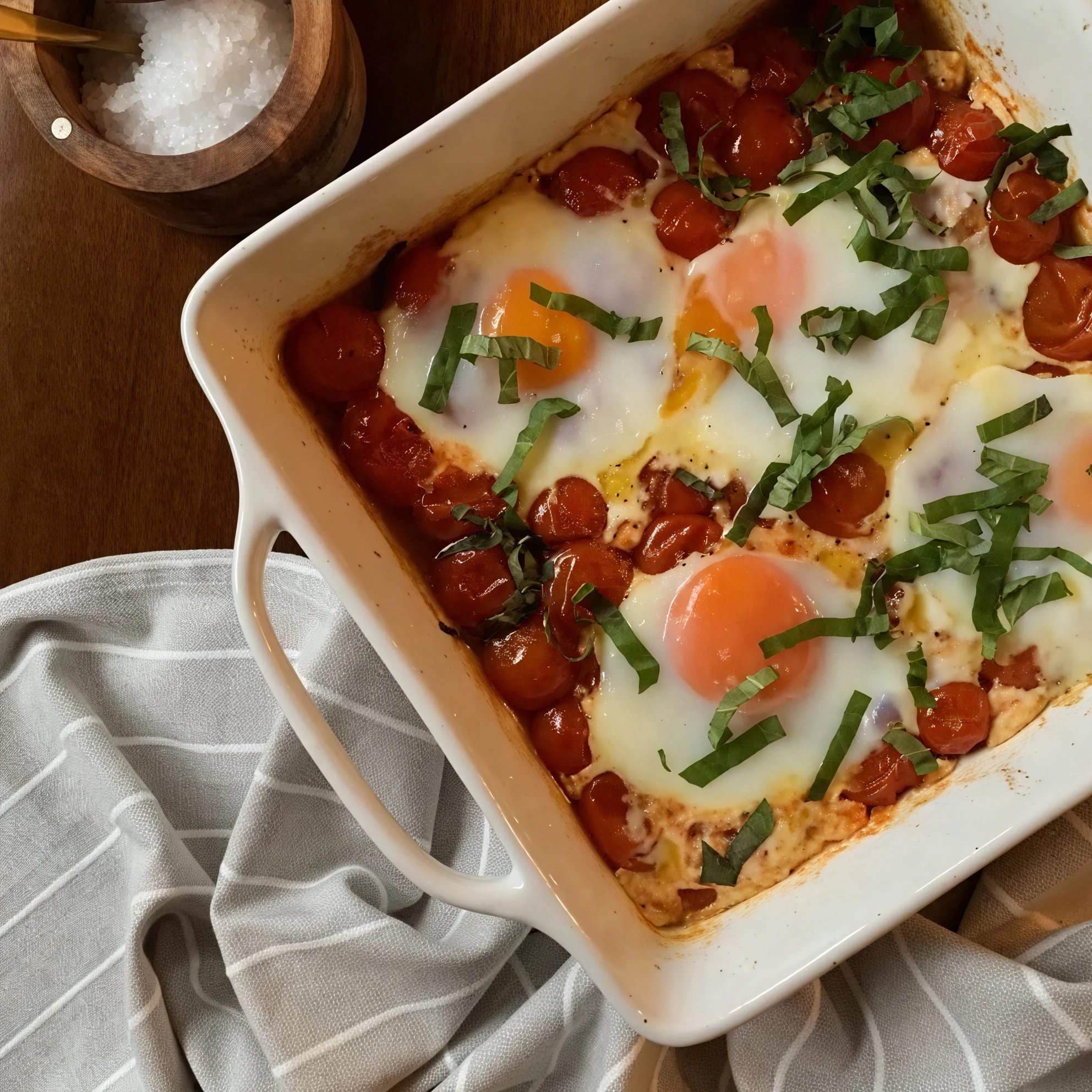 Roasted Tomatoes with Baked Eggs