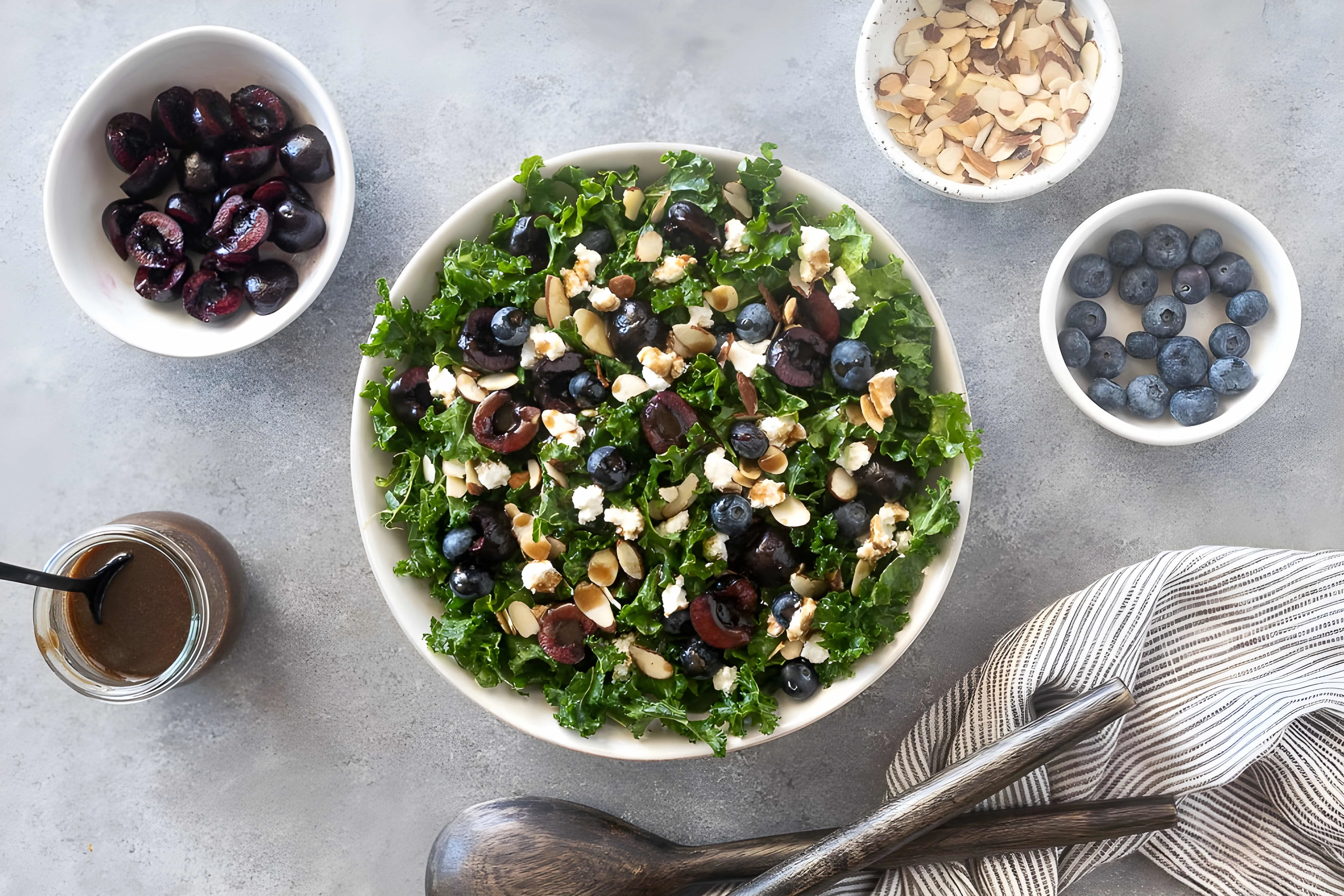 Kale Cherry Salad with Goat Cheese