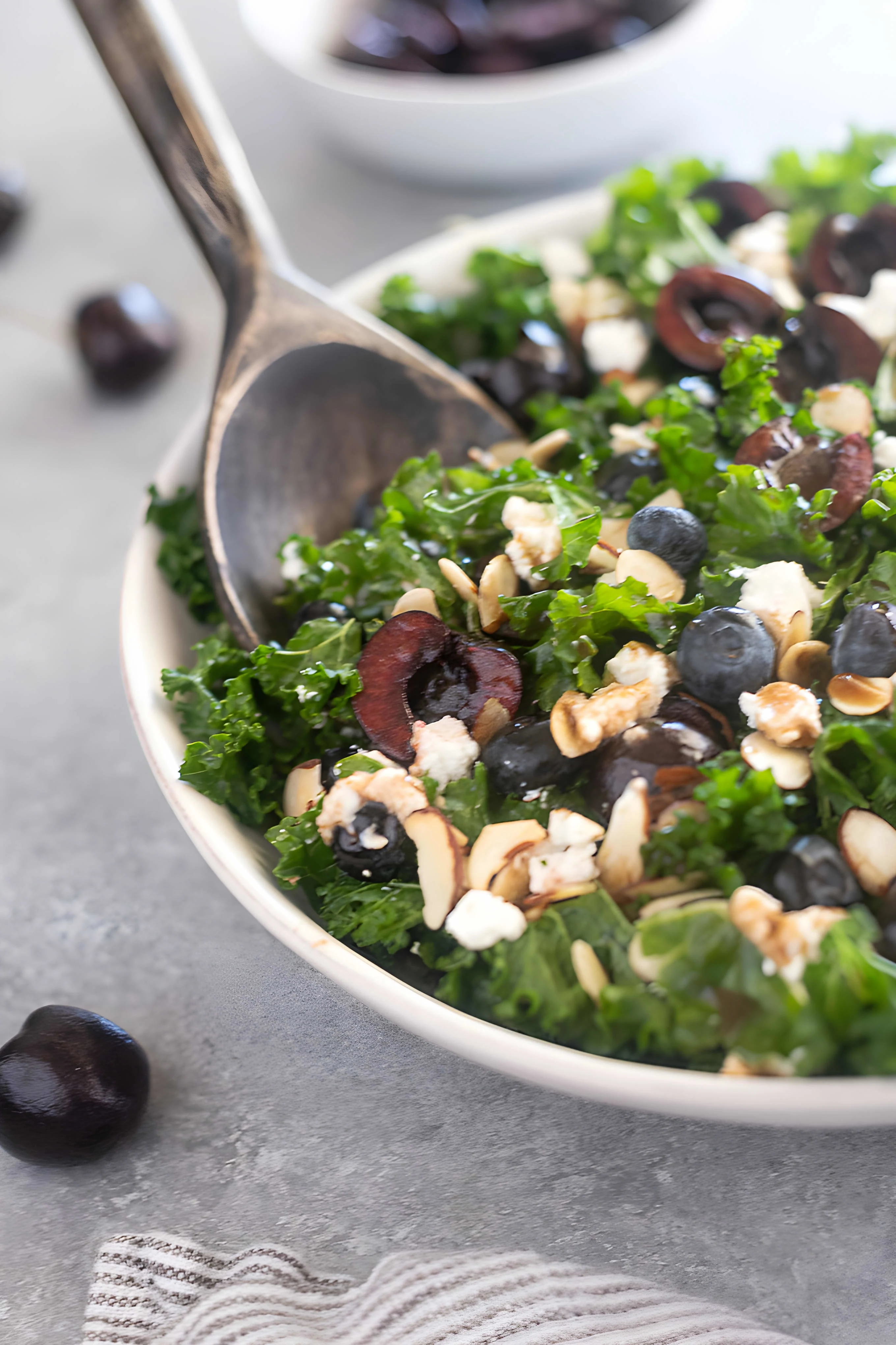 Kale Cherry Salad with Goat Cheese