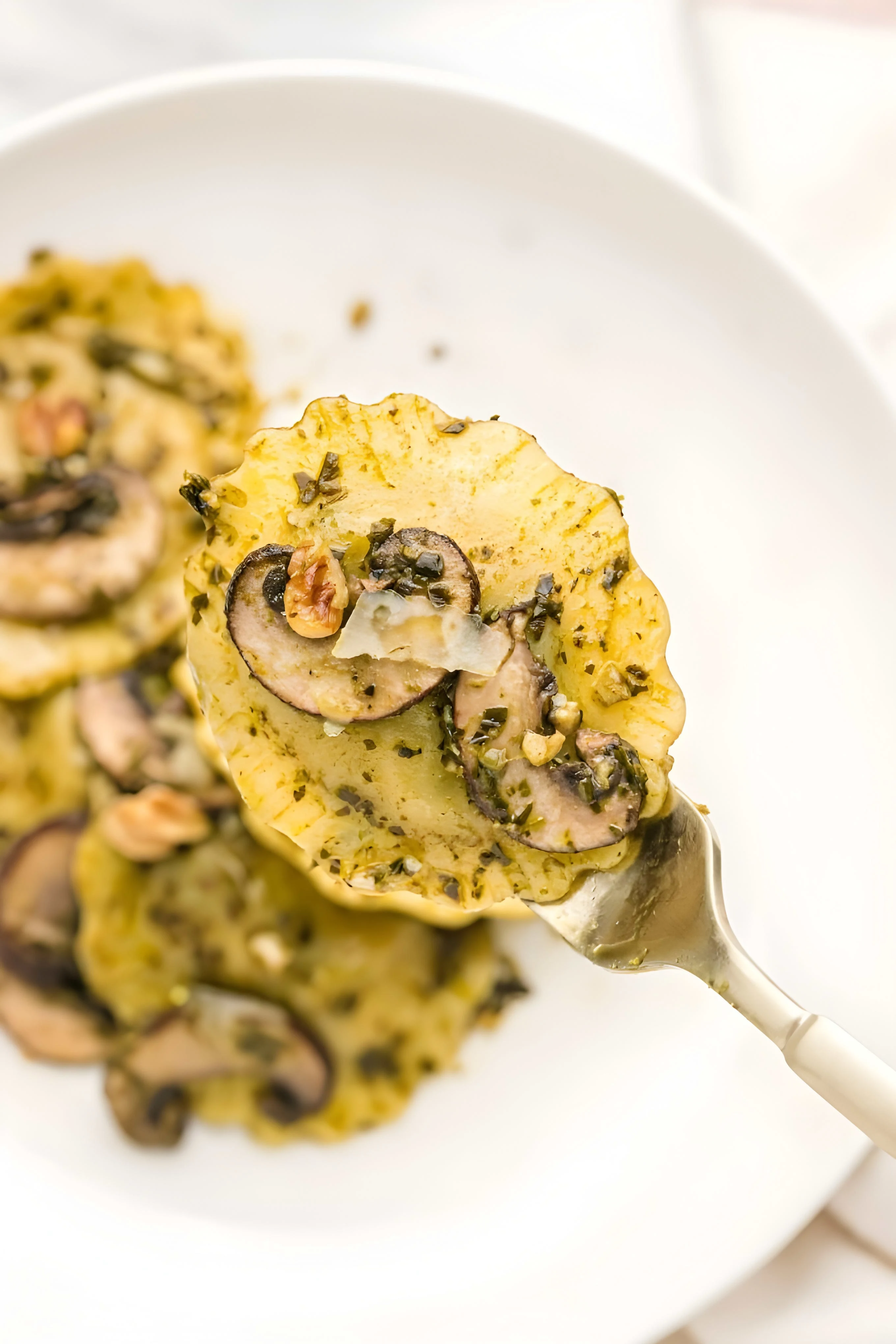 Mushroom Ravioli with Pesto