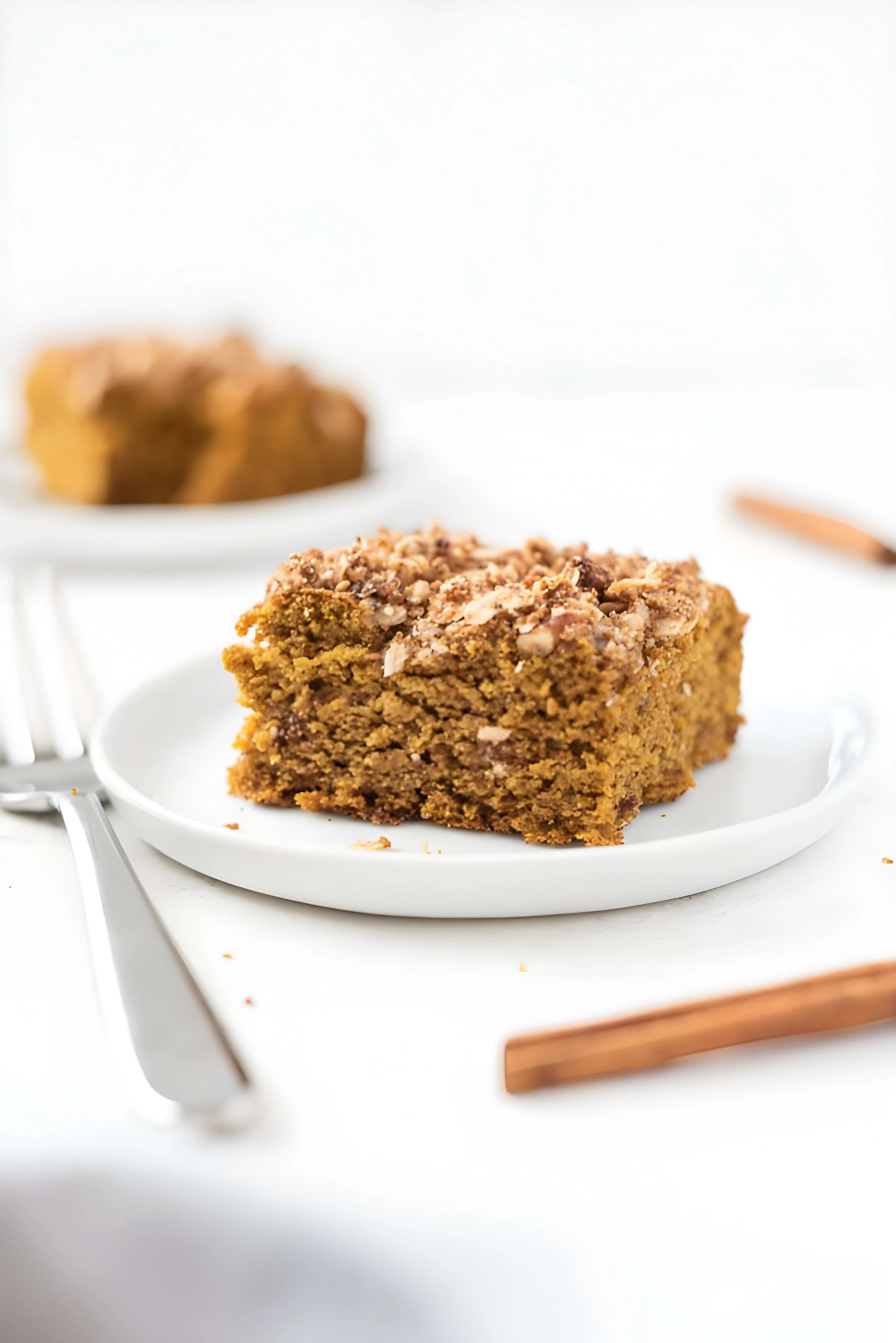 Pumpkin Coffee Cake with Oat Pecan Streusel
