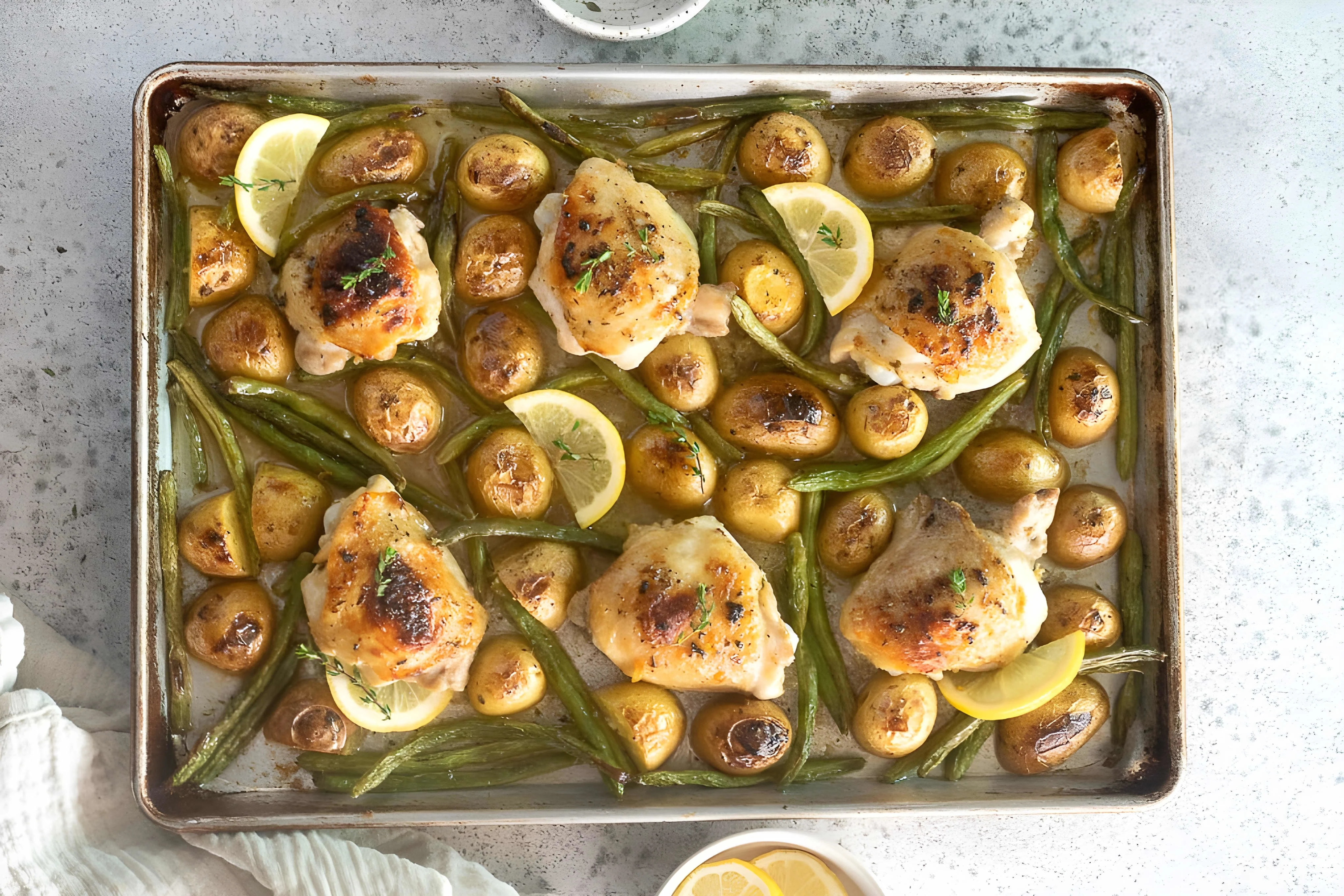 Sheet Pan Chicken Thighs with Potatoes and Green Beans
