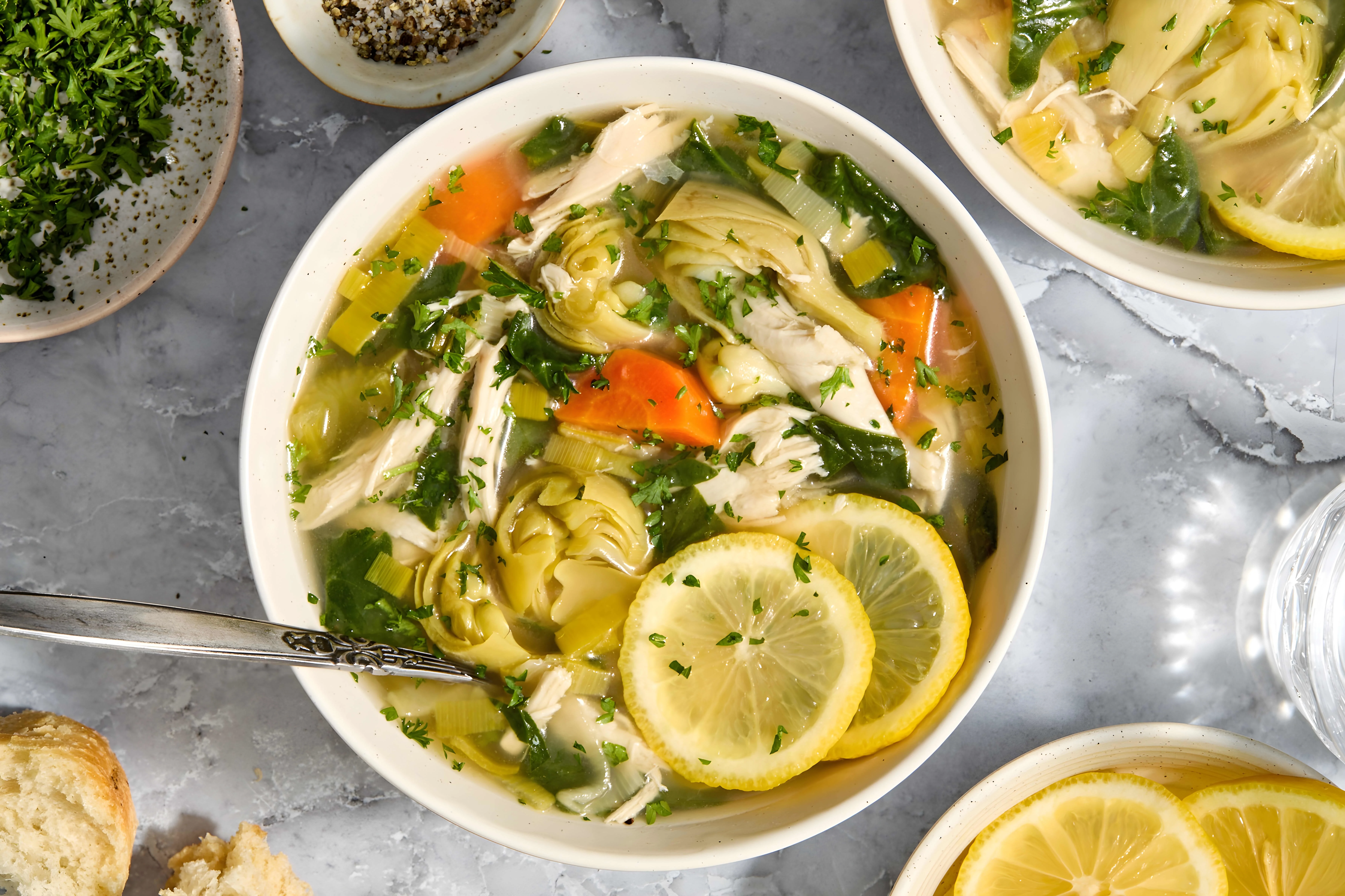 Slow Cooker Lemon Chicken Artichoke Soup