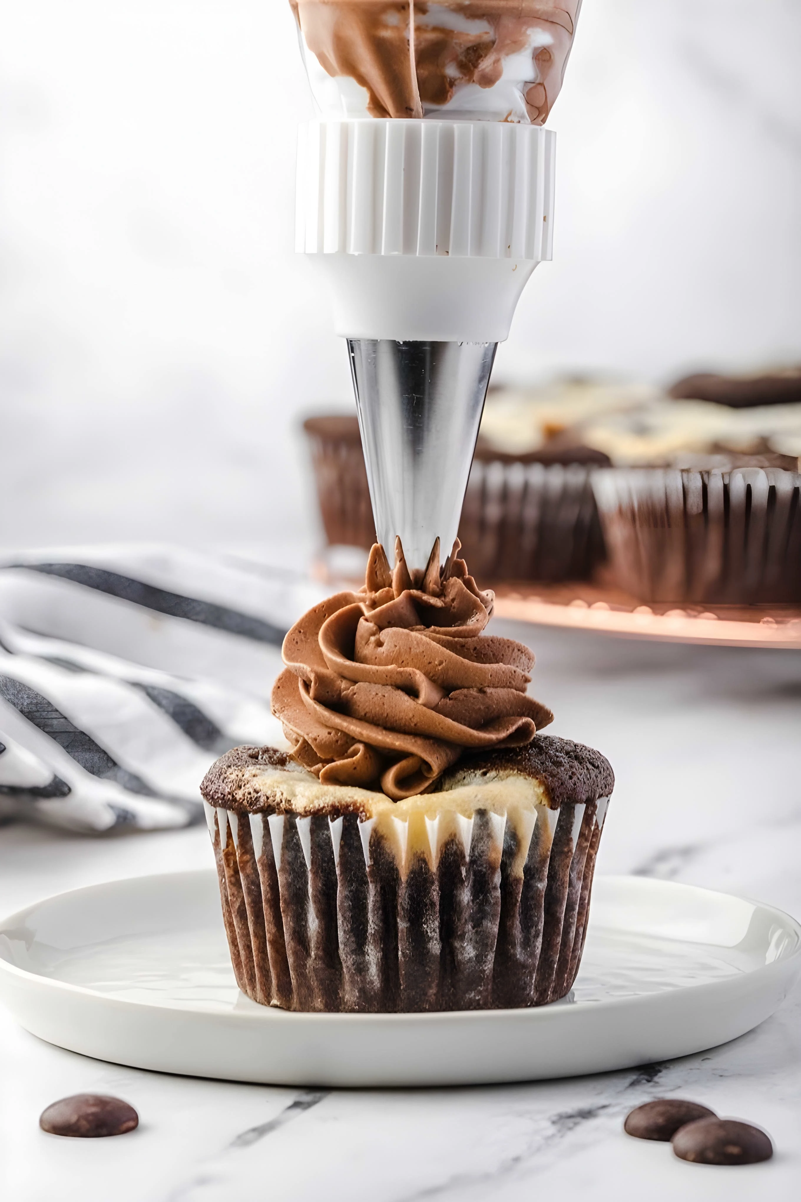Black Bottom Cupcakes with Salted Chocolate Buttercream