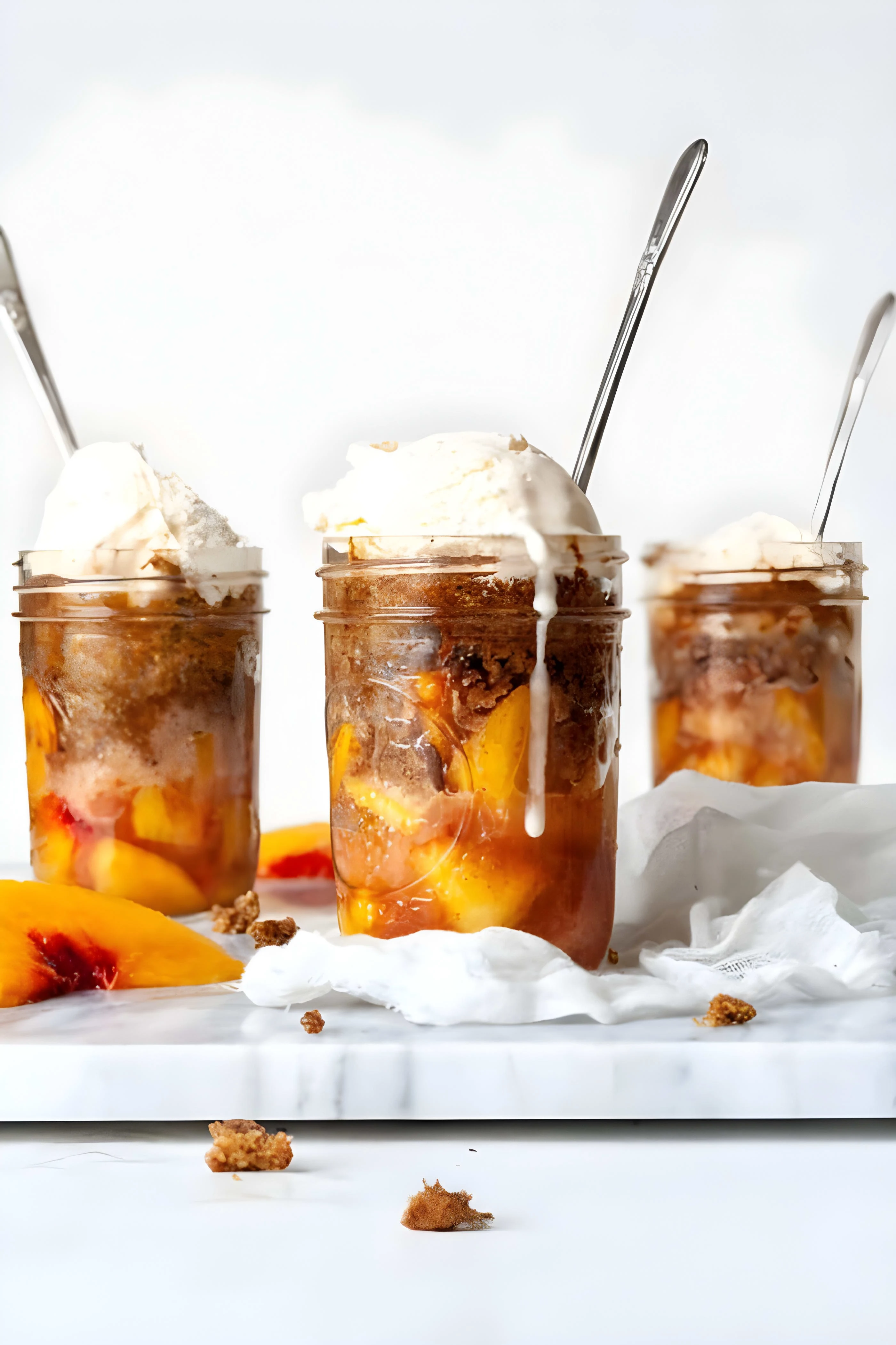 Peach Cobbler in a Jar (Gluten Free + Vegan)