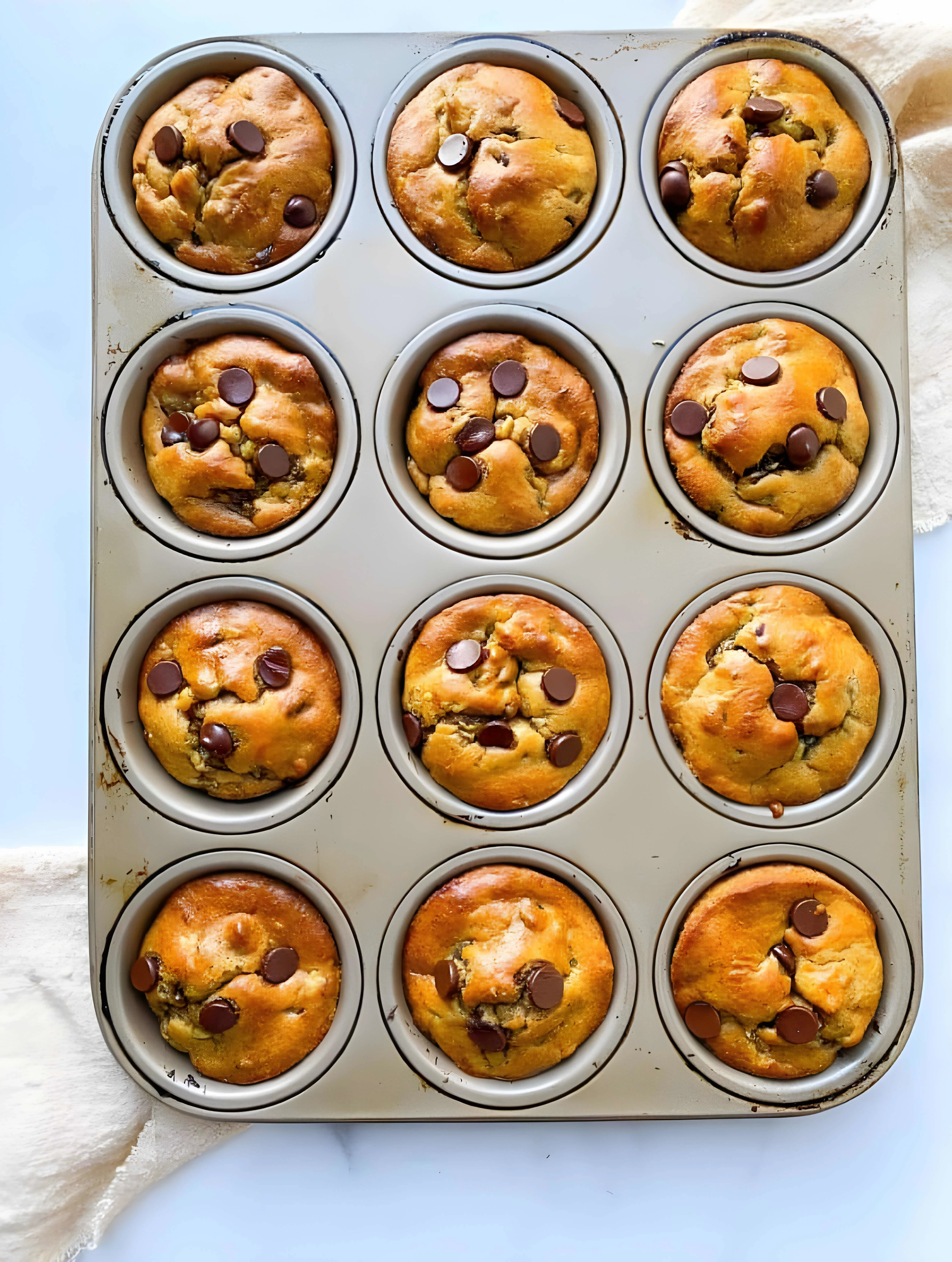 Flourless Banana Chocolate Chip Muffins