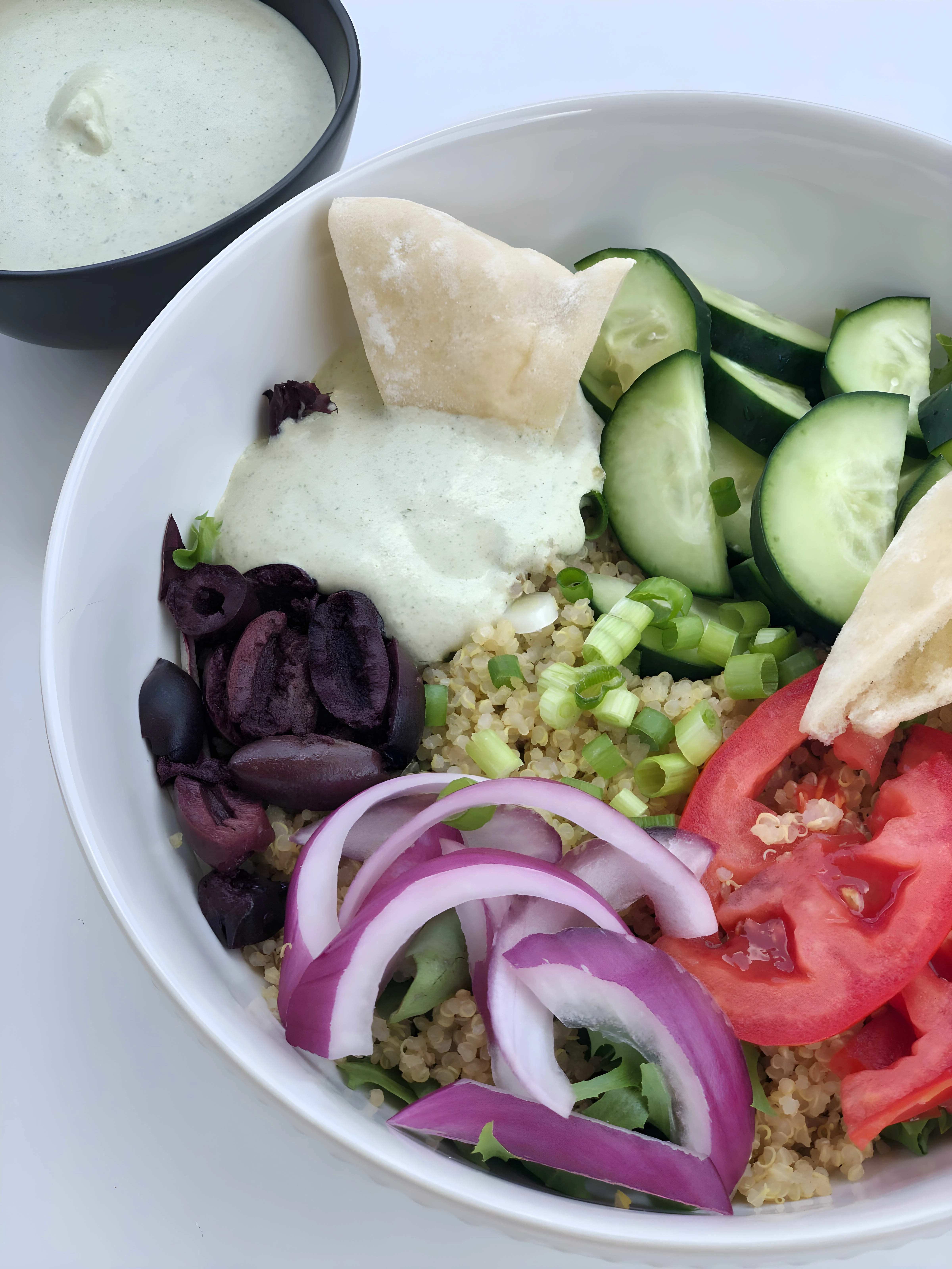 Mediterranean Quinoa Bowls with Cashew Tzatziki Sauce