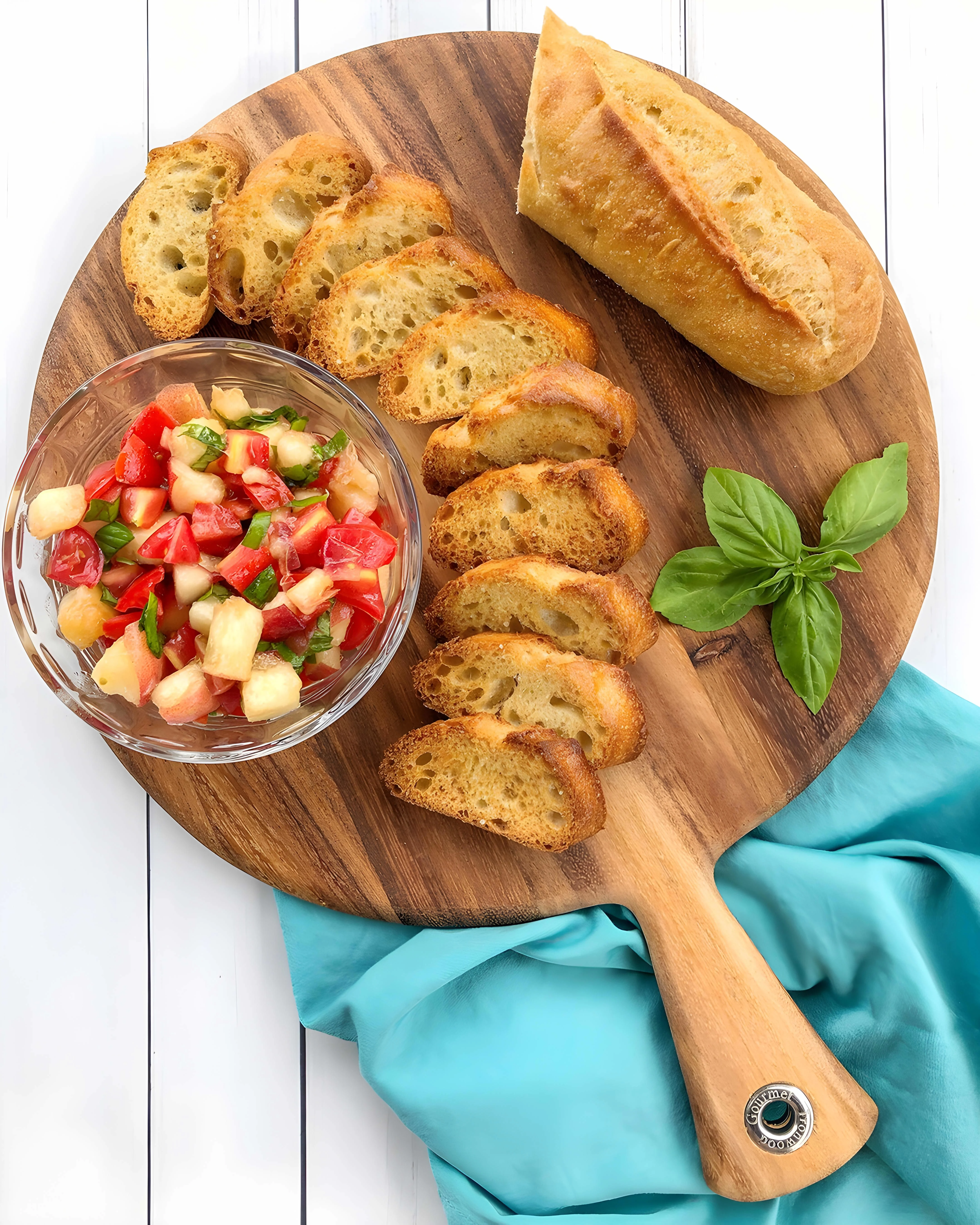 Peach and Tomato Bruschetta