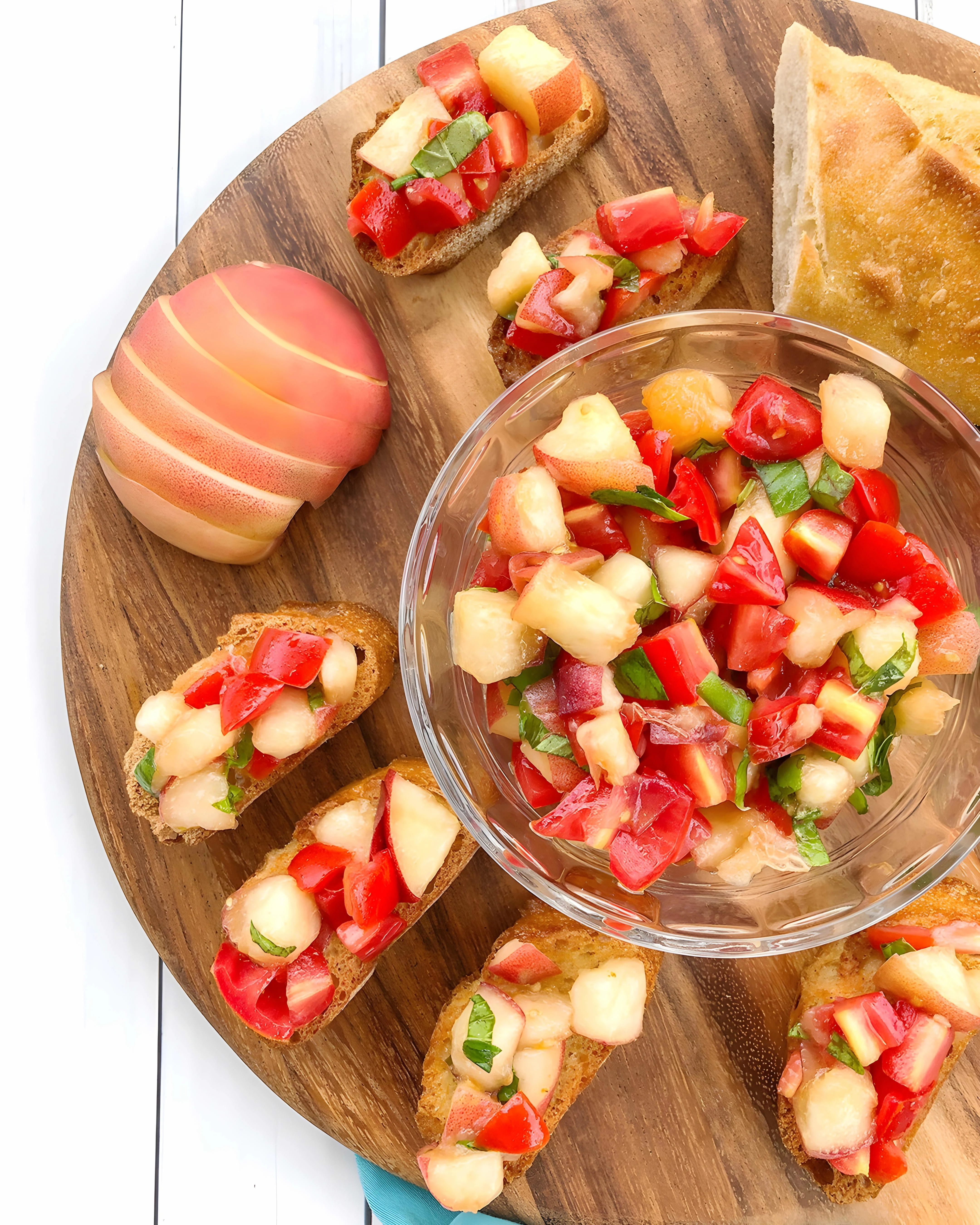 Peach and Tomato Bruschetta