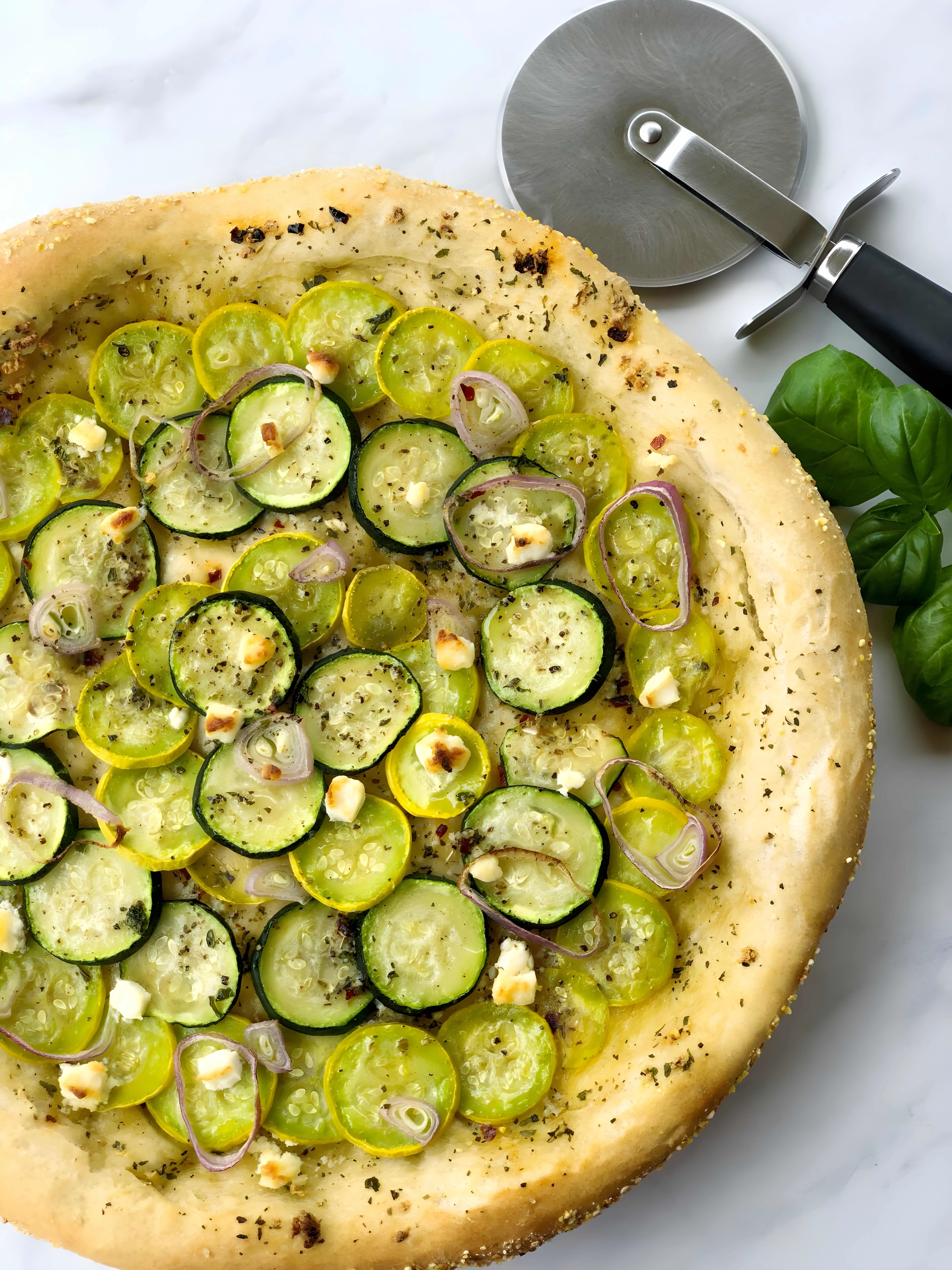 Summer Squash Pizza Recipe (2 pizzas)