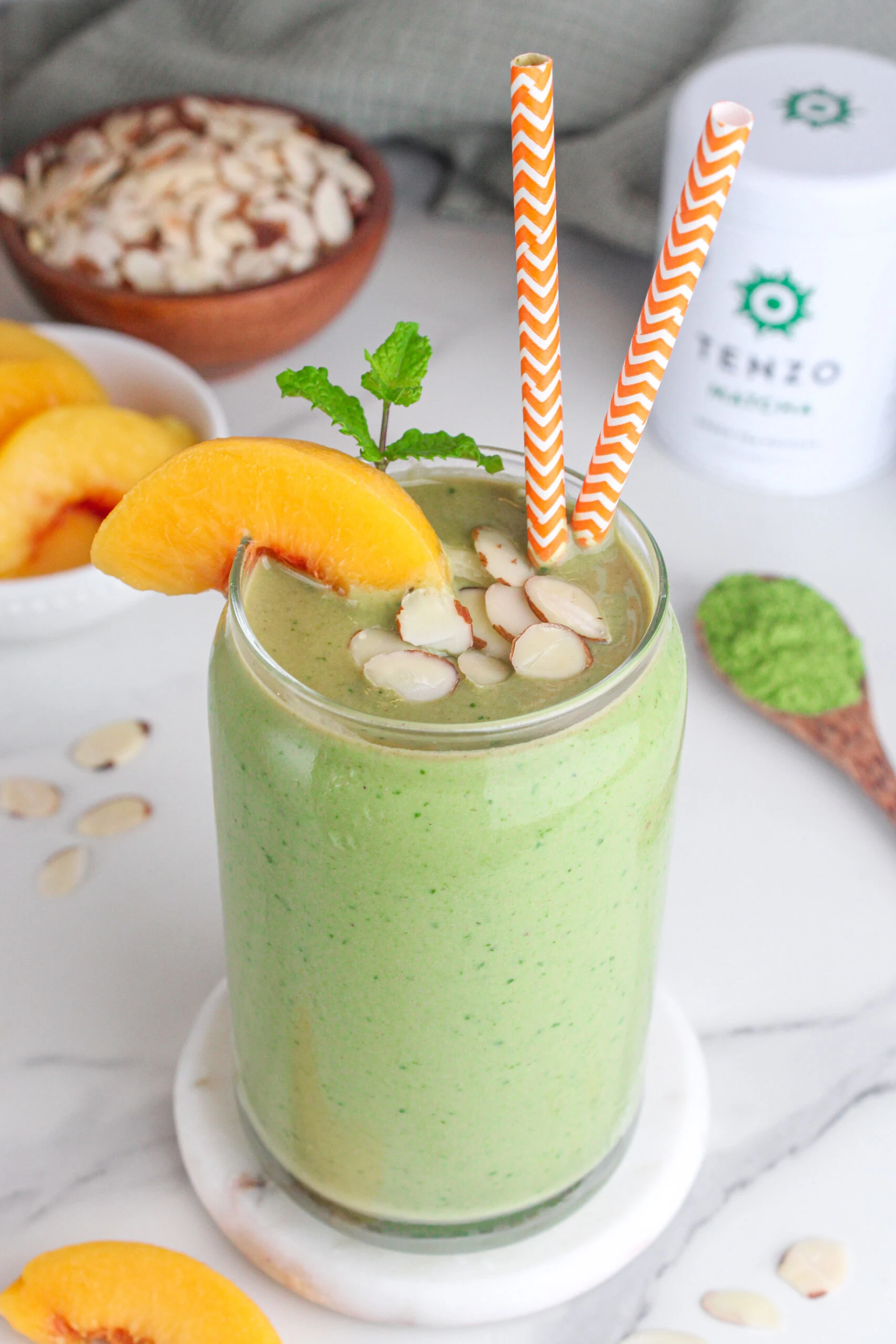 Peach Matcha Protein Smoothie