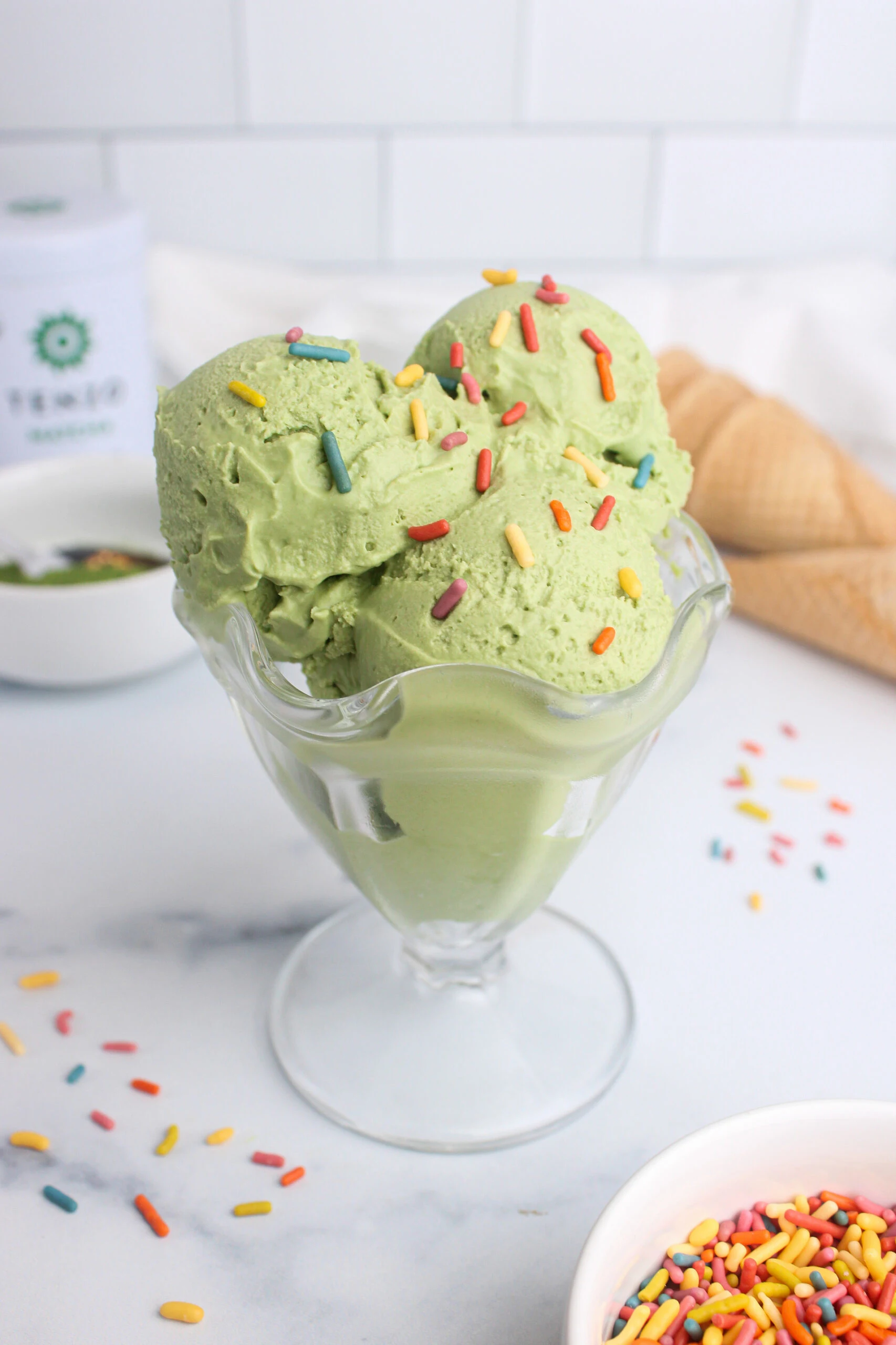 No Churn Dairy Free Matcha Ice Cream