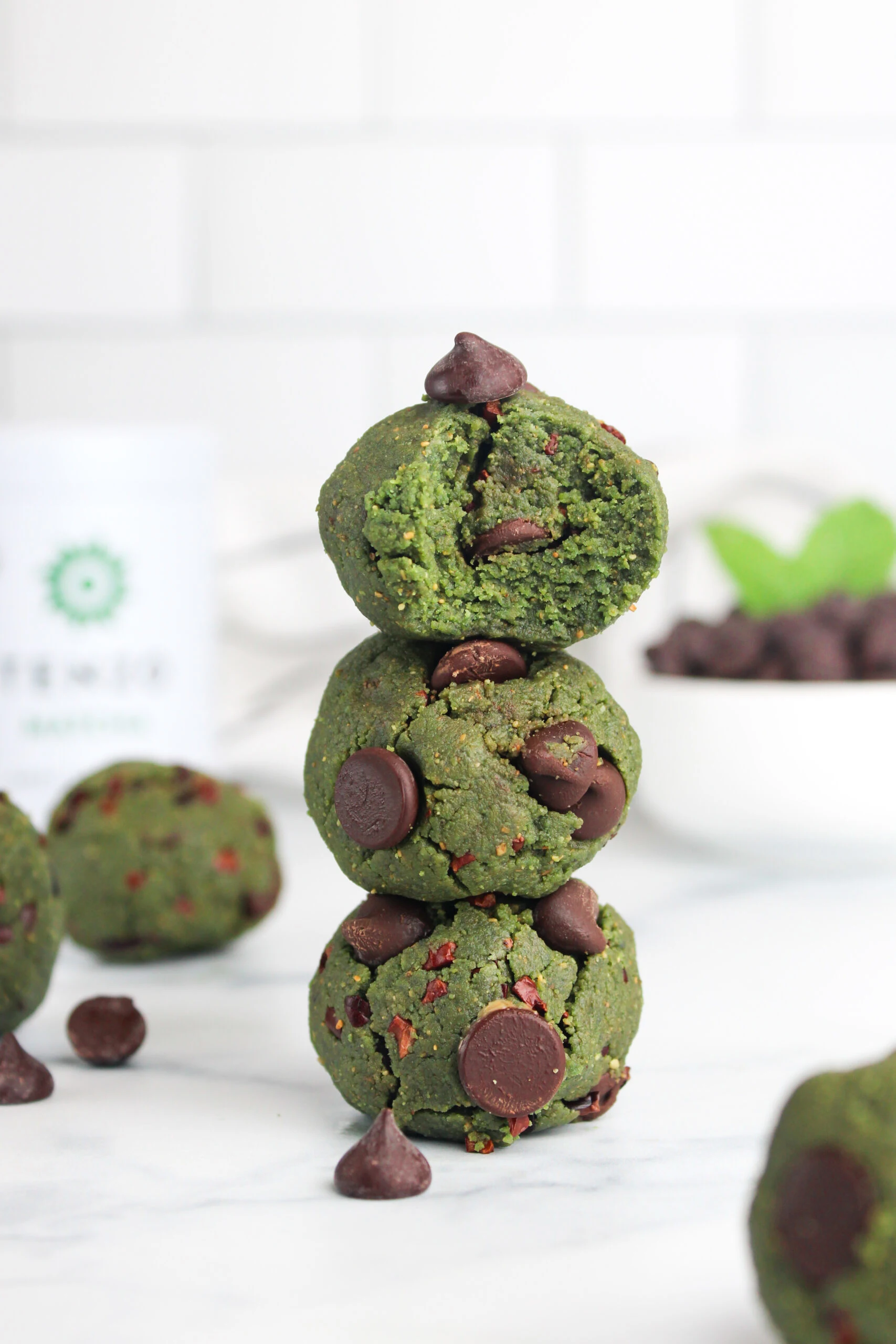 Matcha Mint Chocolate Chip Energy Bites